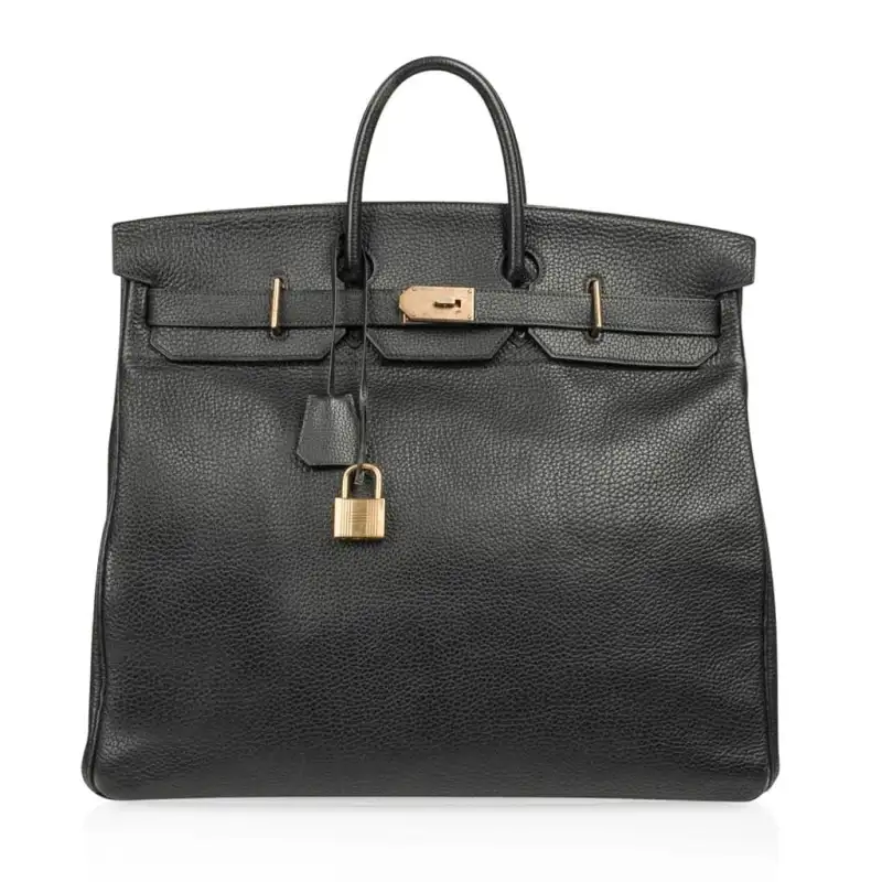 Hermes Limited Edition HAC Birkin 50 Bag Black Fjord Leather with Brass Hardware 1 Hermes Limited Edition HAC Birkin 50 Bag Black Fjord Leather with Brass Hardware