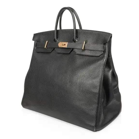 Hermes Limited Edition HAC Birkin 50 Bag Black Fjord Leather with Brass Hardware 2 Hermes Limited Edition HAC Birkin 50 Bag Black Fjord Leather with Brass Hardware - Image 2