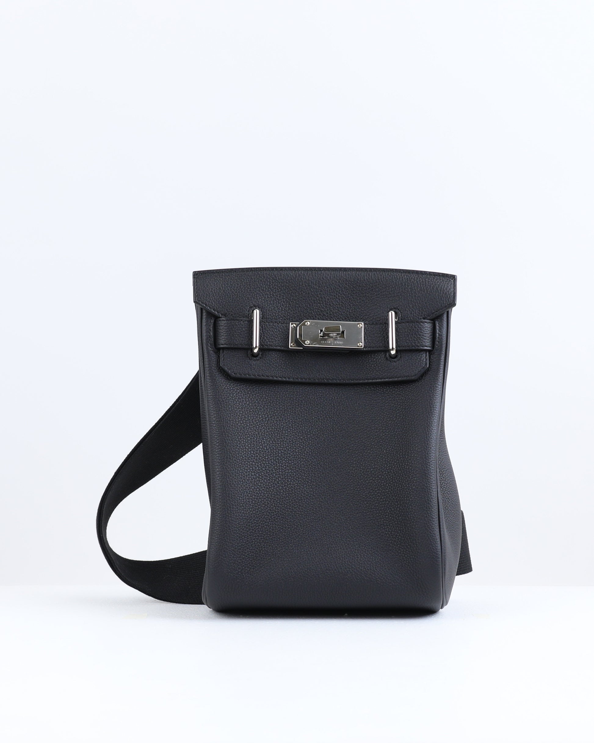 Hac a Dos PM Backpack Black in Togo Leather with Palladium Hardware 1 Hac a Dos PM Backpack Black in Togo Leather with Palladium Hardware