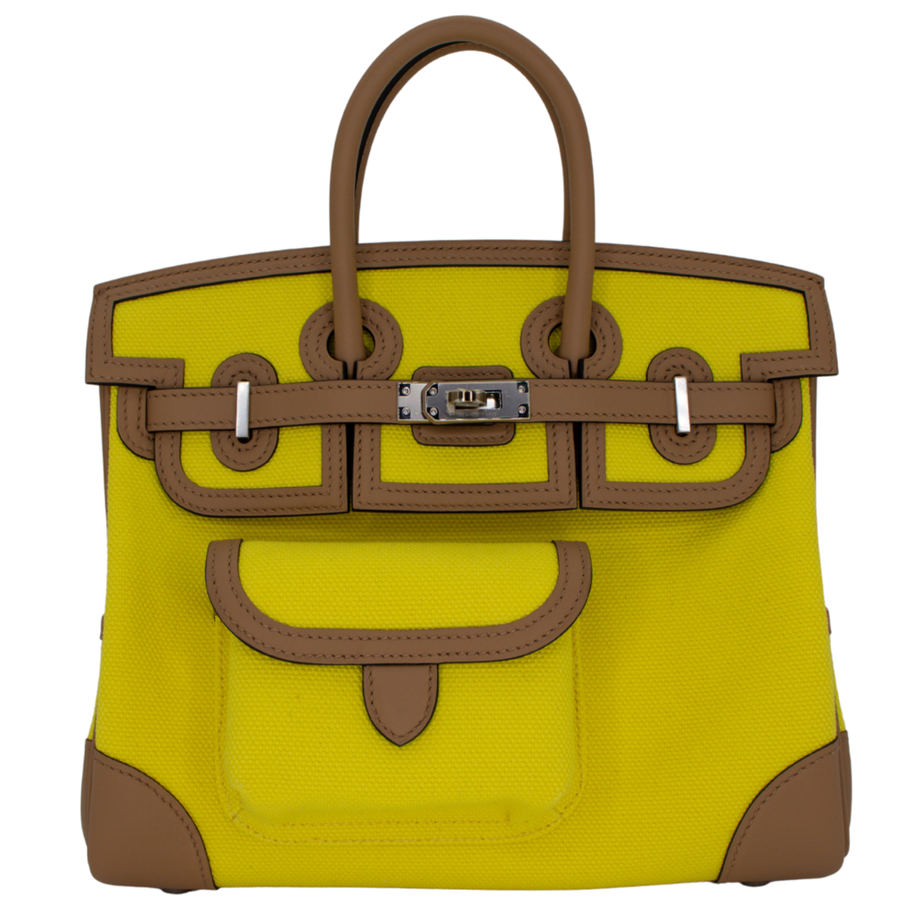 Hermès 25cm Birkin Cargo Jaune Citron/Chai Toile/Swift Leather Palladium Hardware 1 Hermès 25cm Birkin Cargo Jaune Citron/Chai Toile/Swift Leather Palladium Hardware