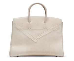 A LIMITED EDITION WHITE SWIFT LEATHER AND TOILE SHADOW BIRKIN 35 BAG