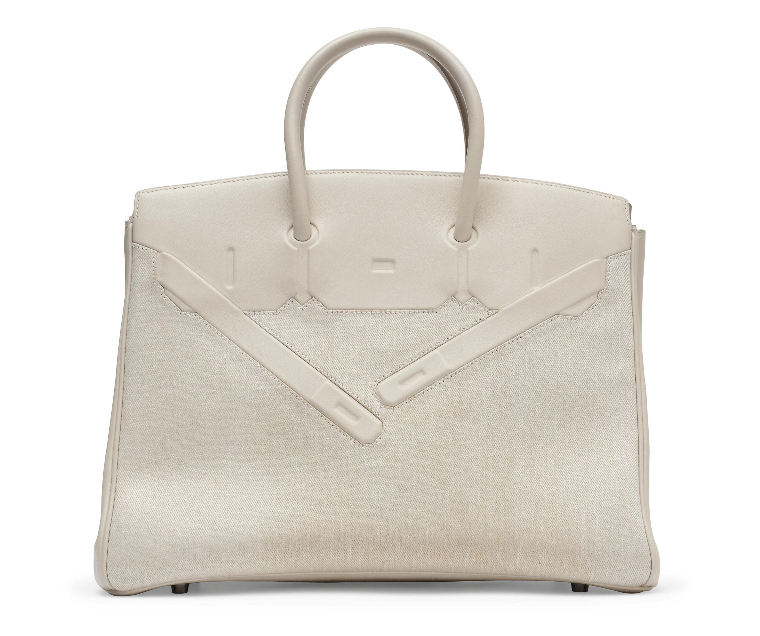 A LIMITED EDITION WHITE SWIFT LEATHER AND TOILE SHADOW BIRKIN 35 BAG 2 A LIMITED EDITION WHITE SWIFT LEATHER AND TOILE SHADOW BIRKIN 35 BAG - Image 2