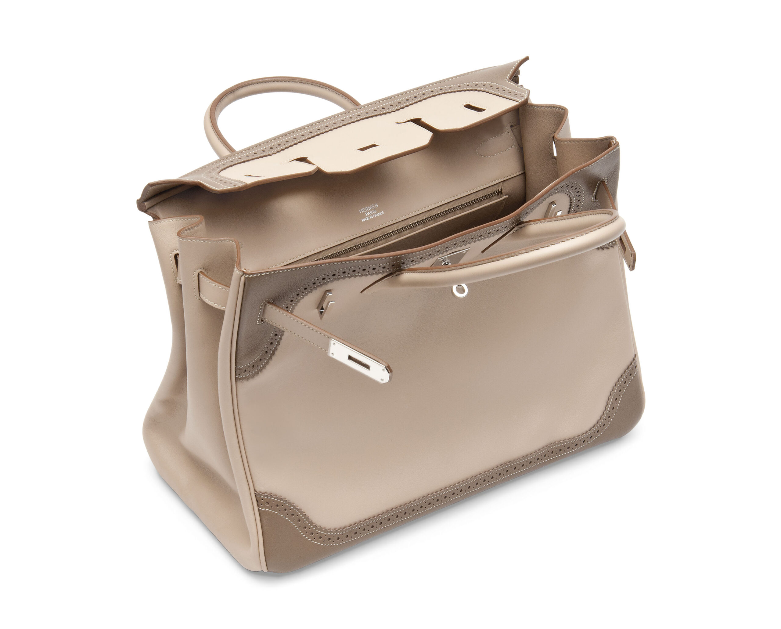 A LIMITED EDITION ARGILE & ETOUPE SWIFT LEATHER GHILLIES BIRKIN 35 BAG WITH PALLADIUM HARDWARE 5 A LIMITED EDITION ARGILE & ETOUPE SWIFT LEATHER GHILLIES BIRKIN 35 BAG WITH PALLADIUM HARDWARE - Image 5