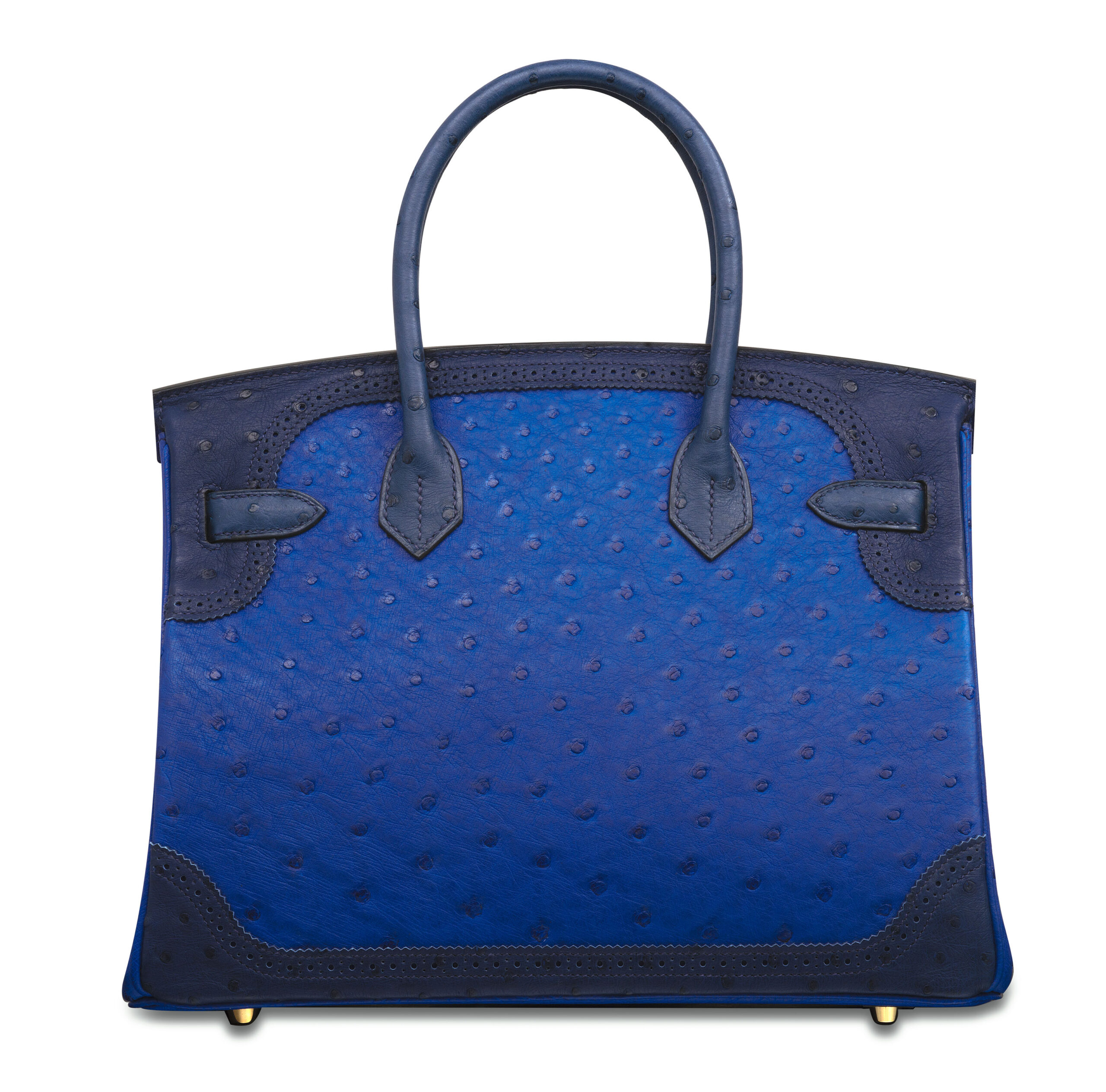 A LIMITED EDITION BLEU SAPHIR, BLEU IRIS & BLEU DE MALTE TRI-COLOR OSTRICH GHILLIES BIRKIN 30 BAG WITH PERMABRASS HARDWARE 3 A LIMITED EDITION BLEU SAPHIR, BLEU IRIS & BLEU DE MALTE TRI-COLOR OSTRICH GHILLIES BIRKIN 30 BAG WITH PERMABRASS HARDWARE - Image 3