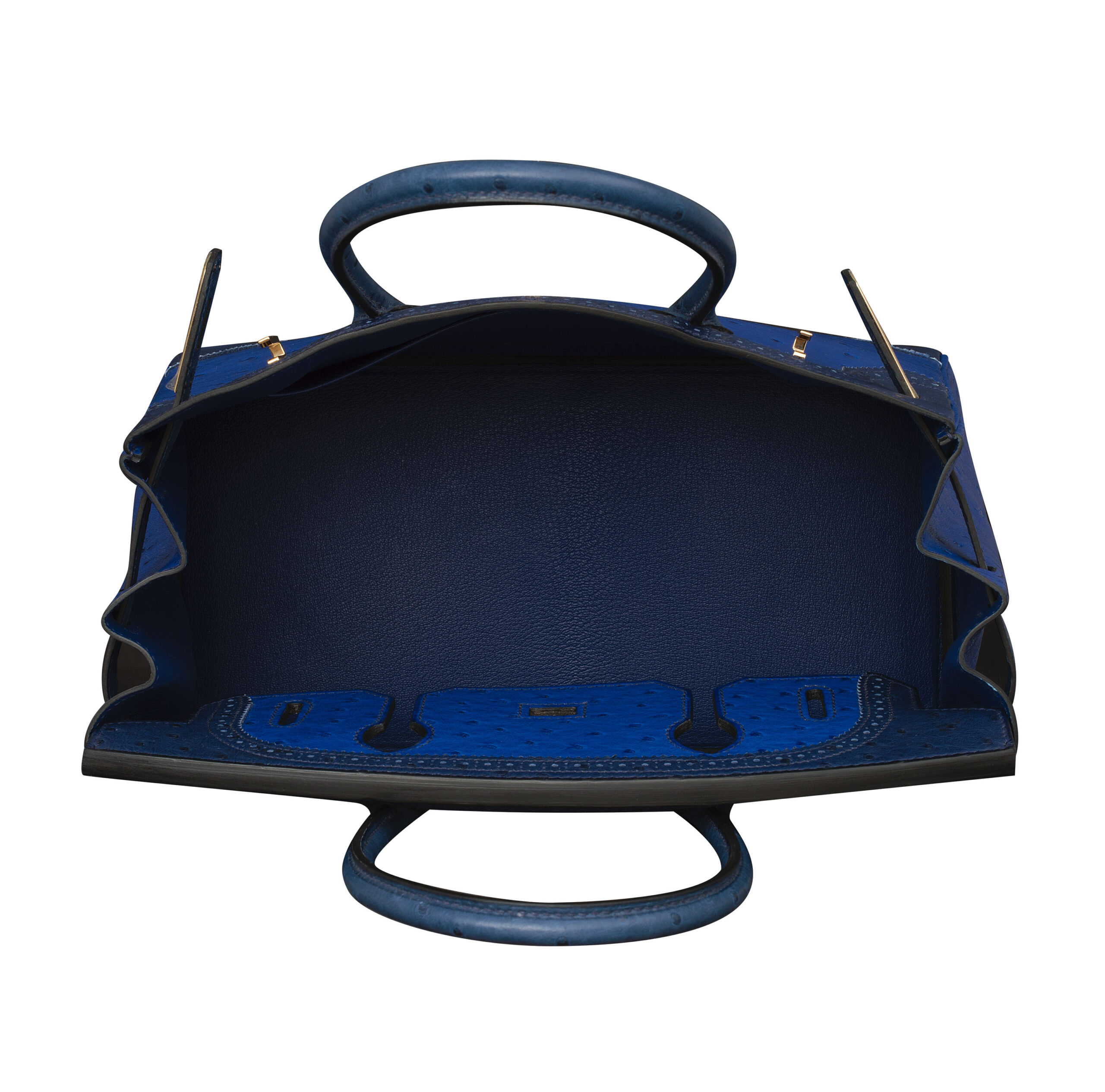 A LIMITED EDITION BLEU SAPHIR, BLEU IRIS & BLEU DE MALTE TRI-COLOR OSTRICH GHILLIES BIRKIN 30 BAG WITH PERMABRASS HARDWARE 4 A LIMITED EDITION BLEU SAPHIR, BLEU IRIS & BLEU DE MALTE TRI-COLOR OSTRICH GHILLIES BIRKIN 30 BAG WITH PERMABRASS HARDWARE - Image 4