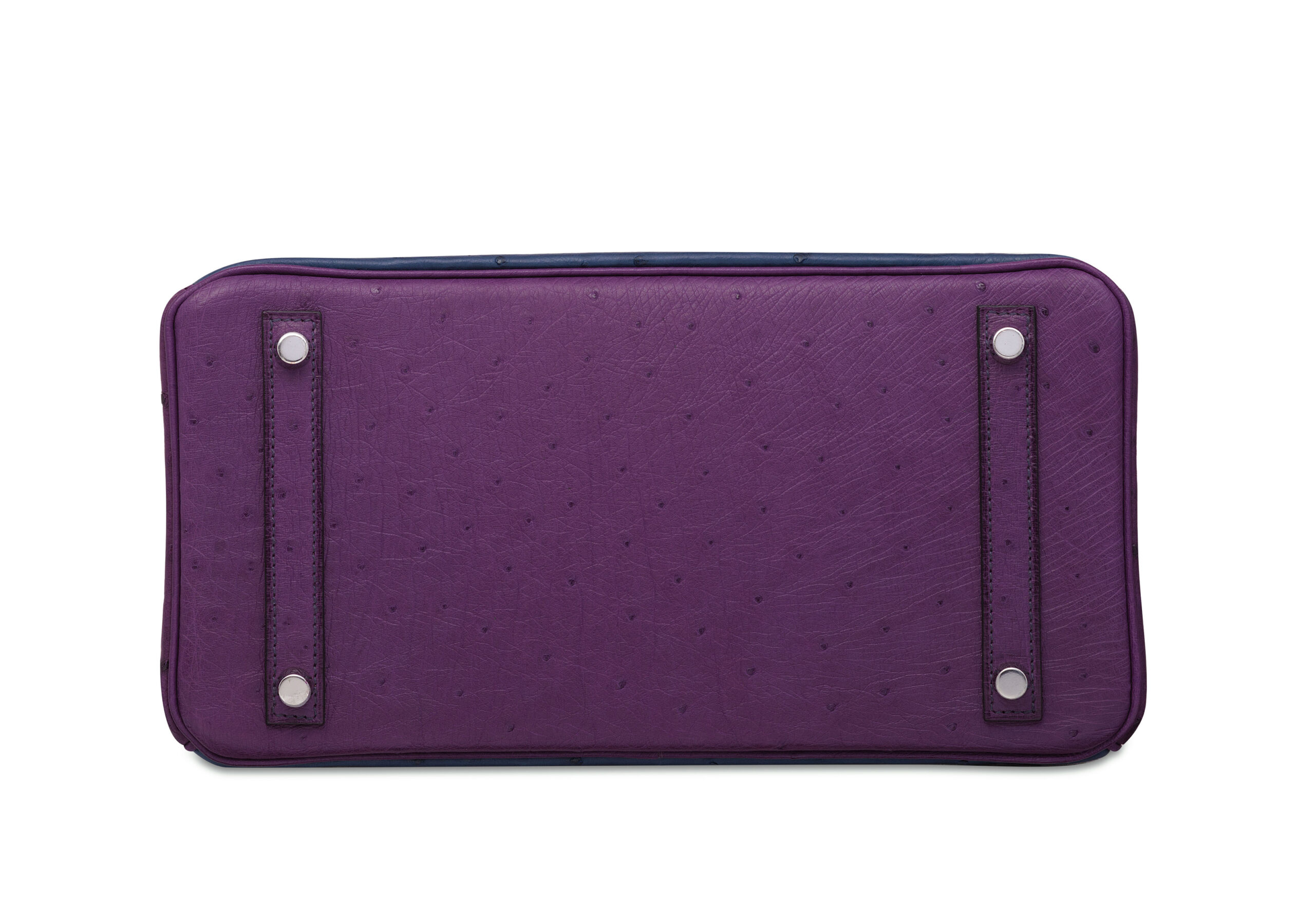 A LIMITED EDITION VIOLINE, BLEU DE MALTE & MARRON FONCÉ TRI-COLOR GHILLIES OSTRICH BIRKIN 30 WITH PALLADIUM HARDWARE 4 A LIMITED EDITION VIOLINE, BLEU DE MALTE & MARRON FONCÉ TRI-COLOR GHILLIES OSTRICH BIRKIN 30 WITH PALLADIUM HARDWARE - Image 4