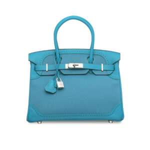 A LIMITED EDITION TURQUOISE SWIFT & TOGO LEATHER GHILLIES BIRKIN 30 WITH PALLADIUM HARDWARE