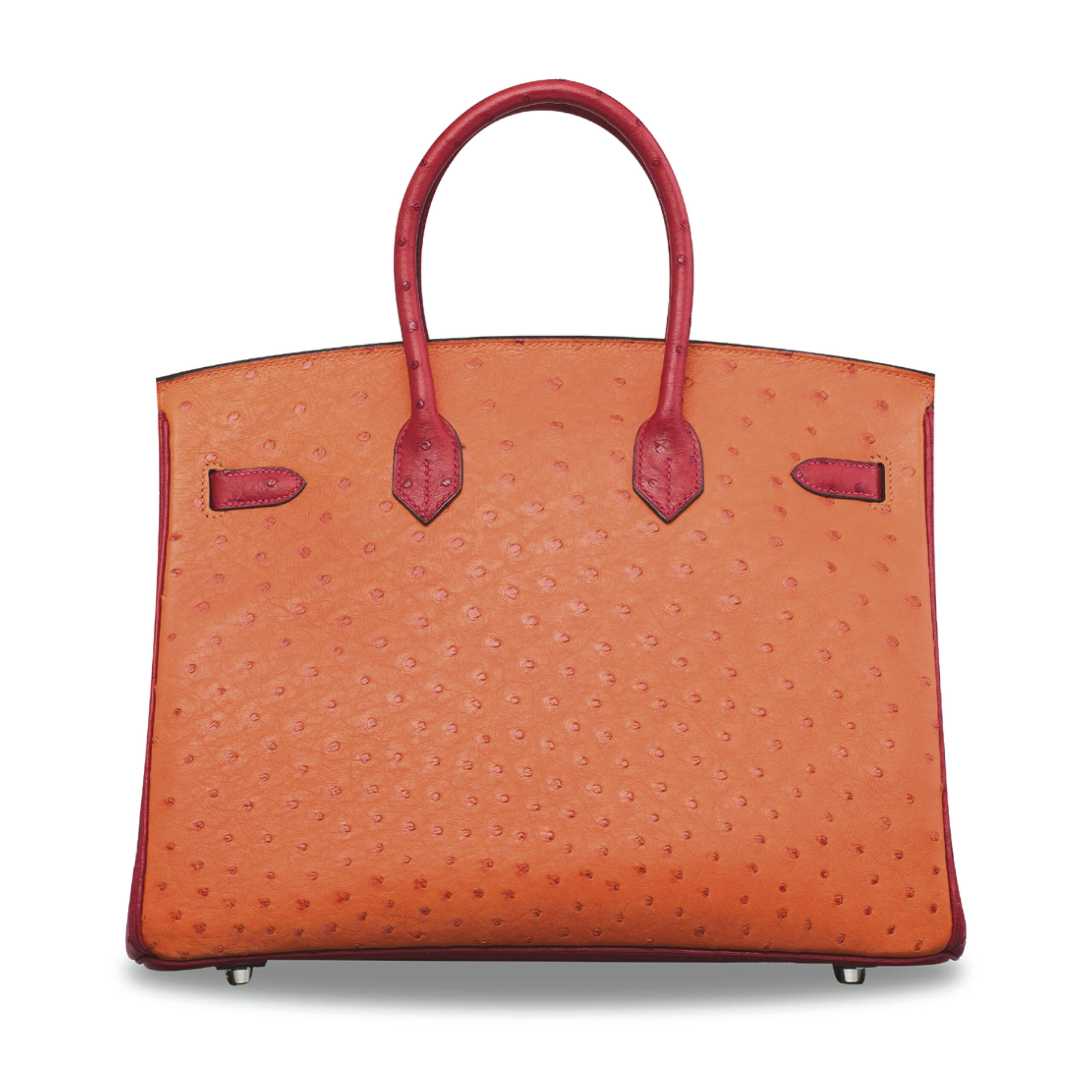 A LIMITED EDITION VERT ANIS, ROUGE VIF & ORANGE OSTRICH TRI-COLOR BIRKIN 35 WITH PALLADIUM HARDWARE 2 A LIMITED EDITION VERT ANIS, ROUGE VIF & ORANGE OSTRICH TRI-COLOR BIRKIN 35 WITH PALLADIUM HARDWARE - Image 2