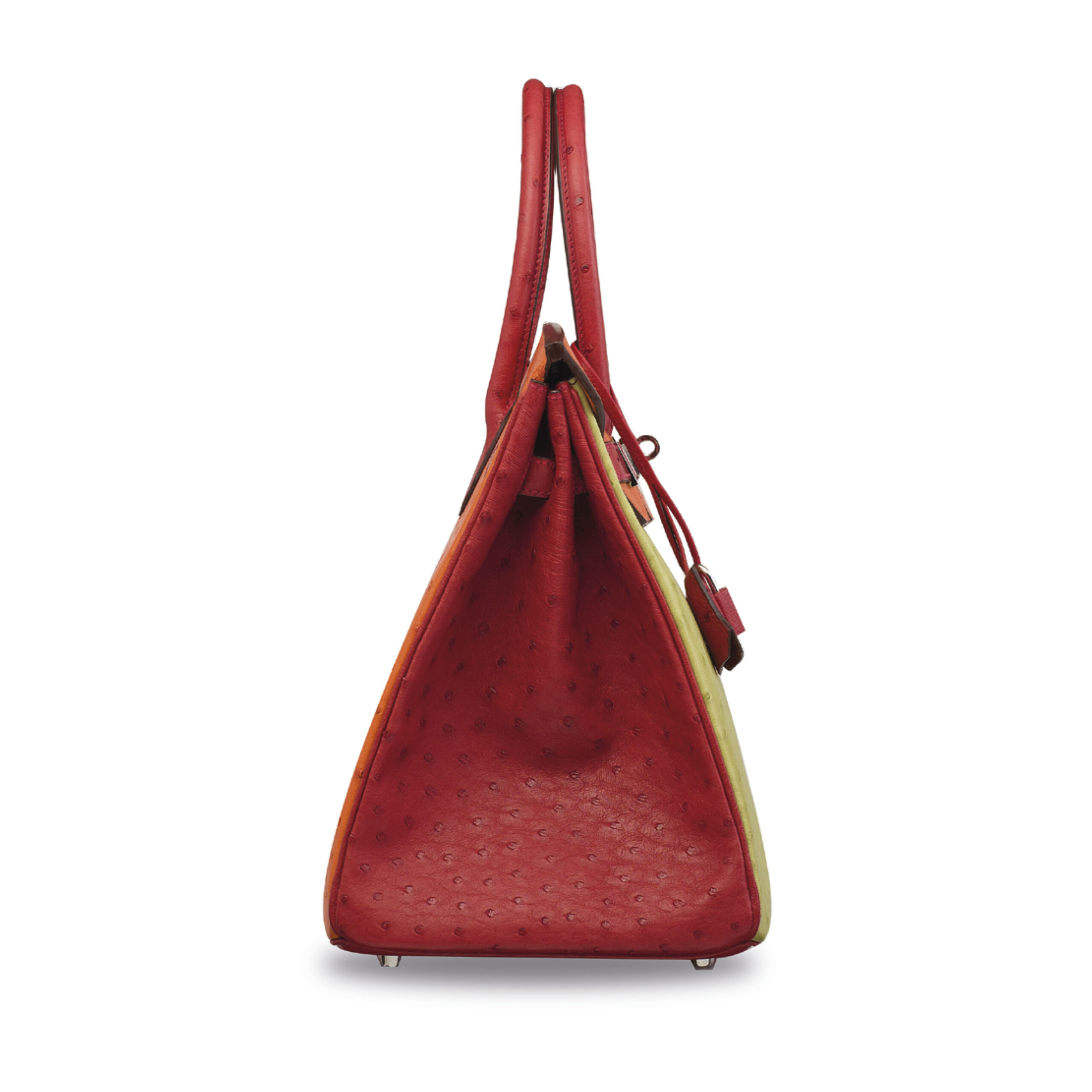A LIMITED EDITION VERT ANIS, ROUGE VIF & ORANGE OSTRICH TRI-COLOR BIRKIN 35 WITH PALLADIUM HARDWARE 5 A LIMITED EDITION VERT ANIS, ROUGE VIF & ORANGE OSTRICH TRI-COLOR BIRKIN 35 WITH PALLADIUM HARDWARE - Image 5