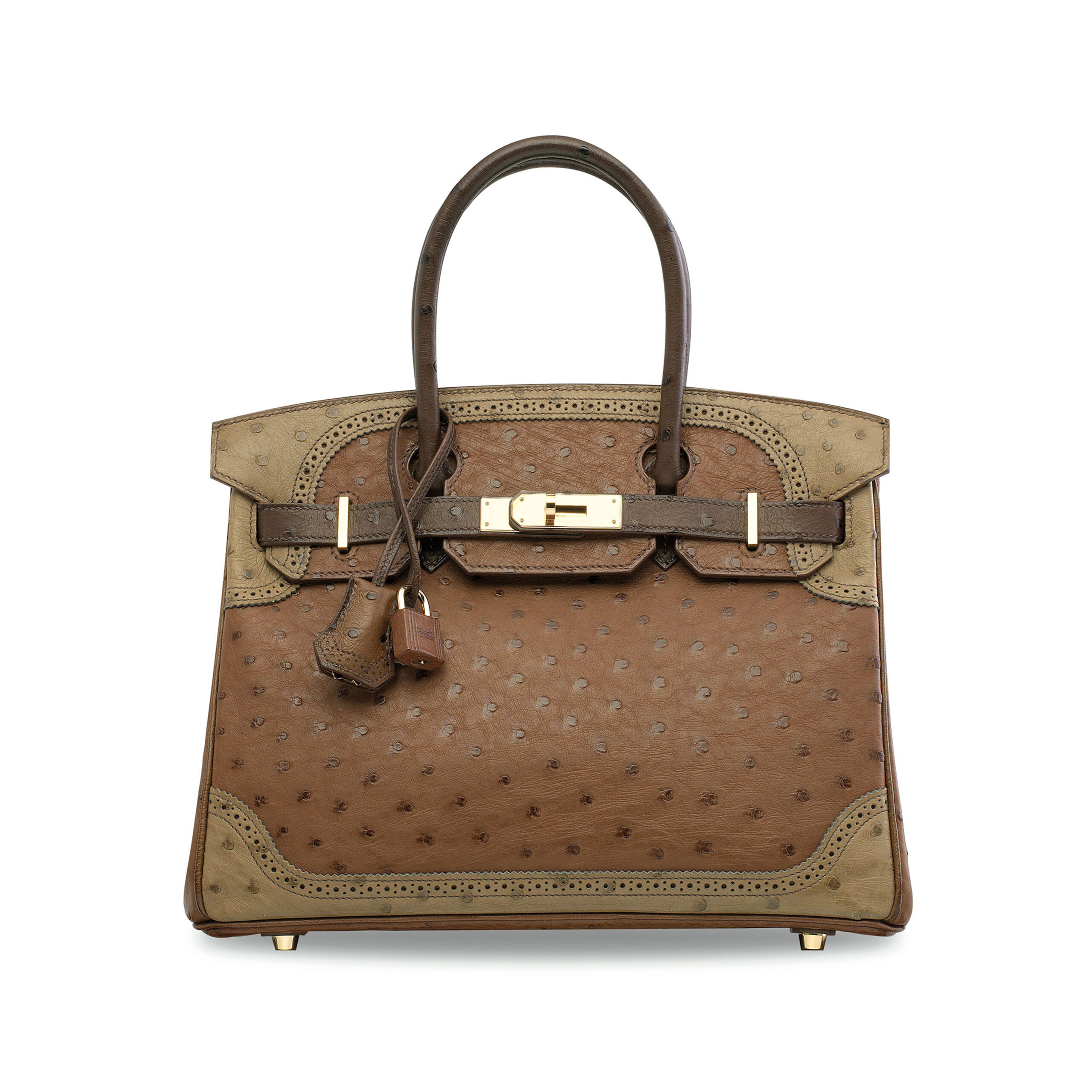 A LIMITED EDITION ÉTRUSQUE, MOUSSE & MARRON FONCÉ OSTRICH GHILLIES BIRKIN 30 WITH PERMABRASS HARDWARE