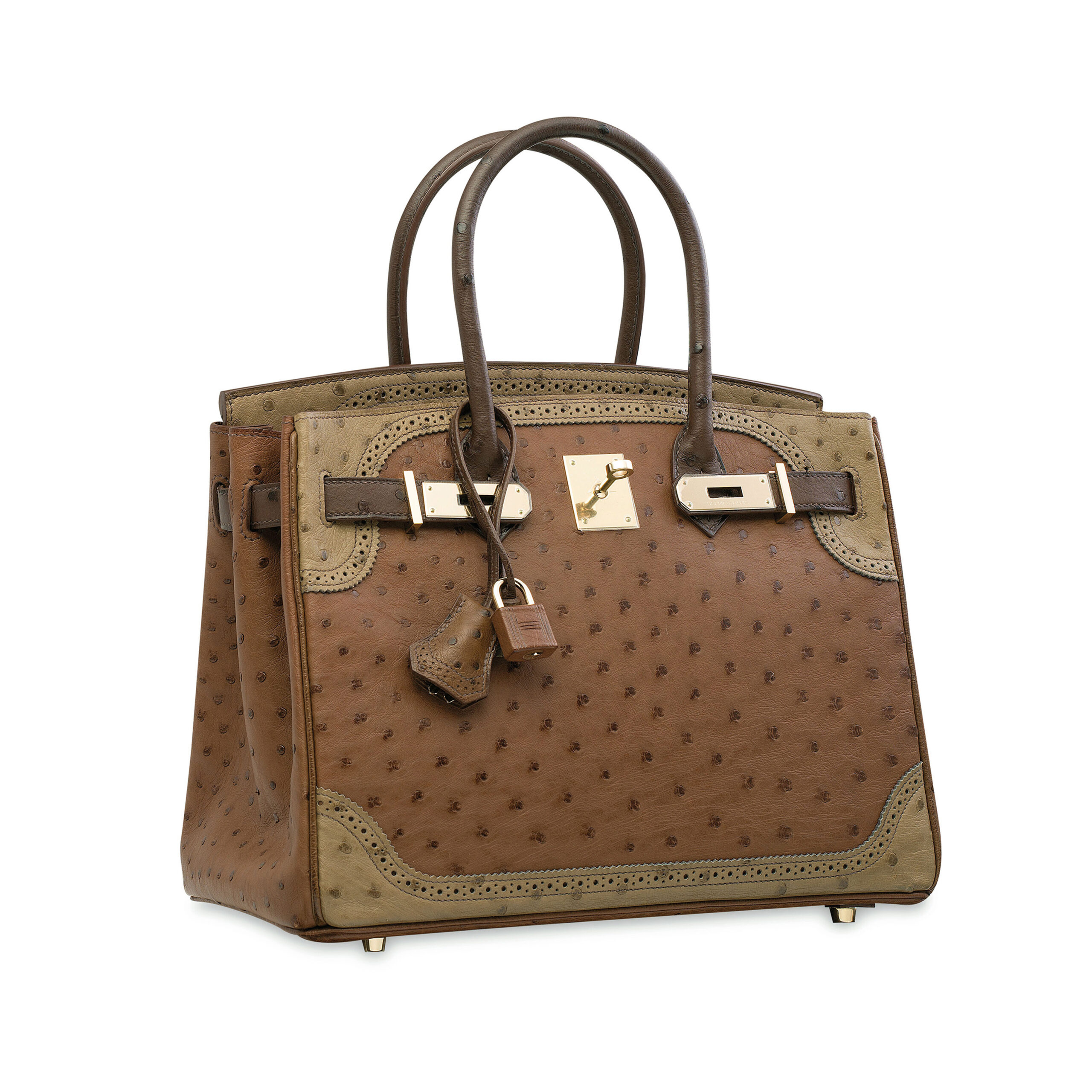A LIMITED EDITION ÉTRUSQUE, MOUSSE & MARRON FONCÉ OSTRICH GHILLIES BIRKIN 30 WITH PERMABRASS HARDWARE - Image 3