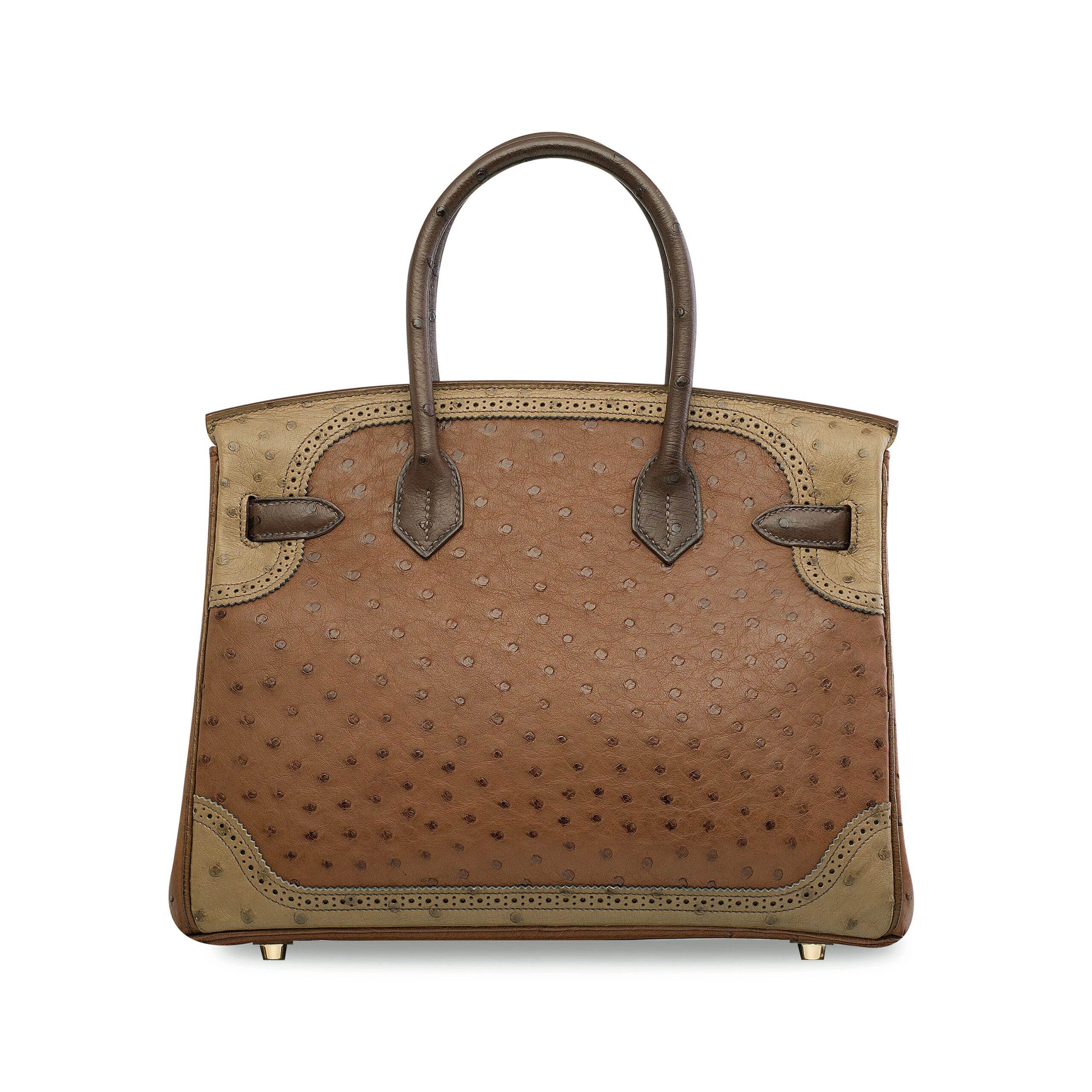 A LIMITED EDITION ÉTRUSQUE, MOUSSE & MARRON FONCÉ OSTRICH GHILLIES BIRKIN 30 WITH PERMABRASS HARDWARE - Image 4