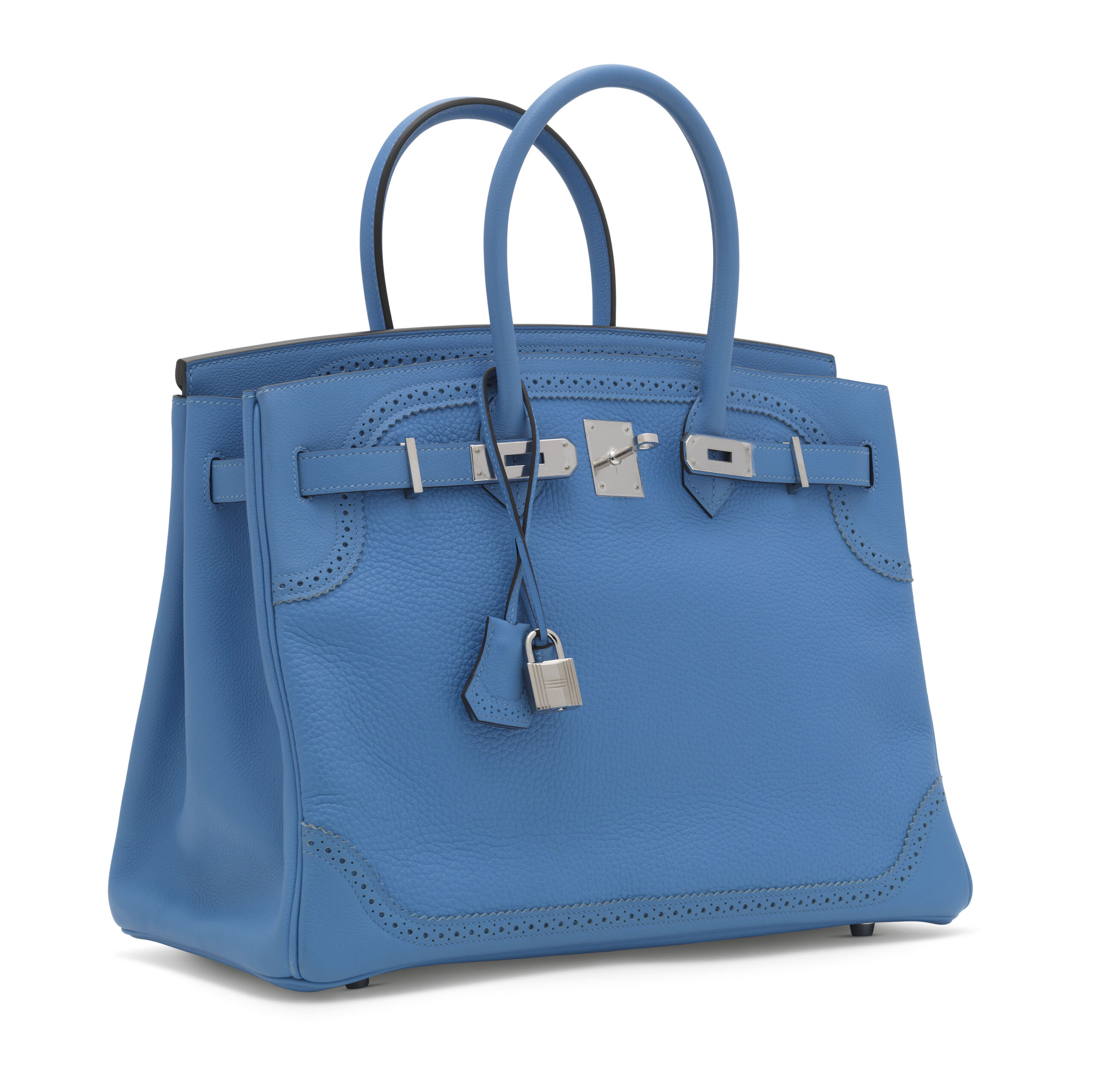 A LIMITED EDITION BLEU PARADIS TOGO & EVERCALF LEATHER GHILLIES BIRKIN 35 WITH PALLADIUM HARDWARE 3 A LIMITED EDITION BLEU PARADIS TOGO & EVERCALF LEATHER GHILLIES BIRKIN 35 WITH PALLADIUM HARDWARE - Image 3