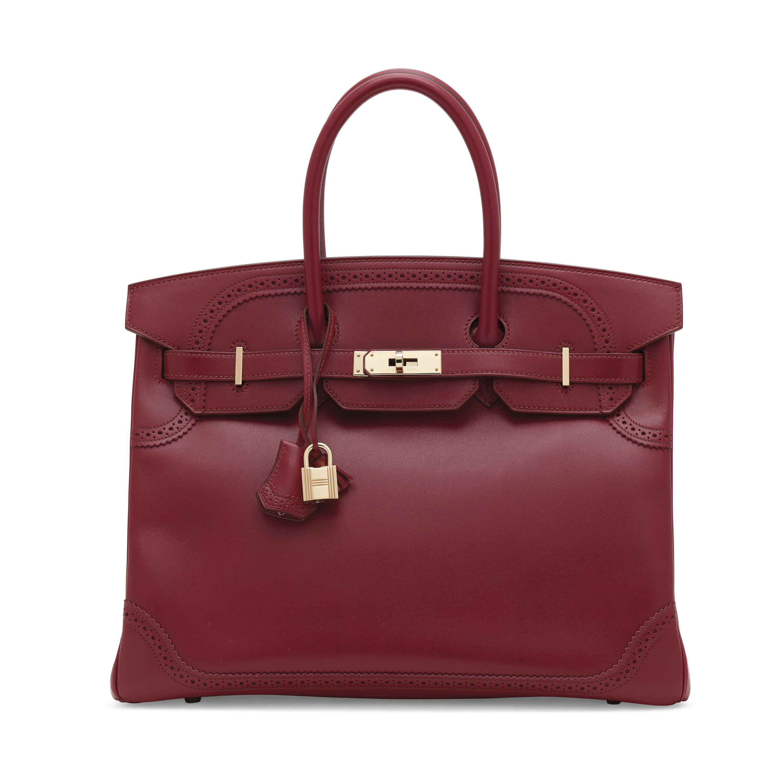 A LIMITED EDITION RUBIS TADELAKT LEATHER GHILLIES BIRKIN 35 WITH PERMABRASS HARDWARE 1 A LIMITED EDITION RUBIS TADELAKT LEATHER GHILLIES BIRKIN 35 WITH PERMABRASS HARDWARE