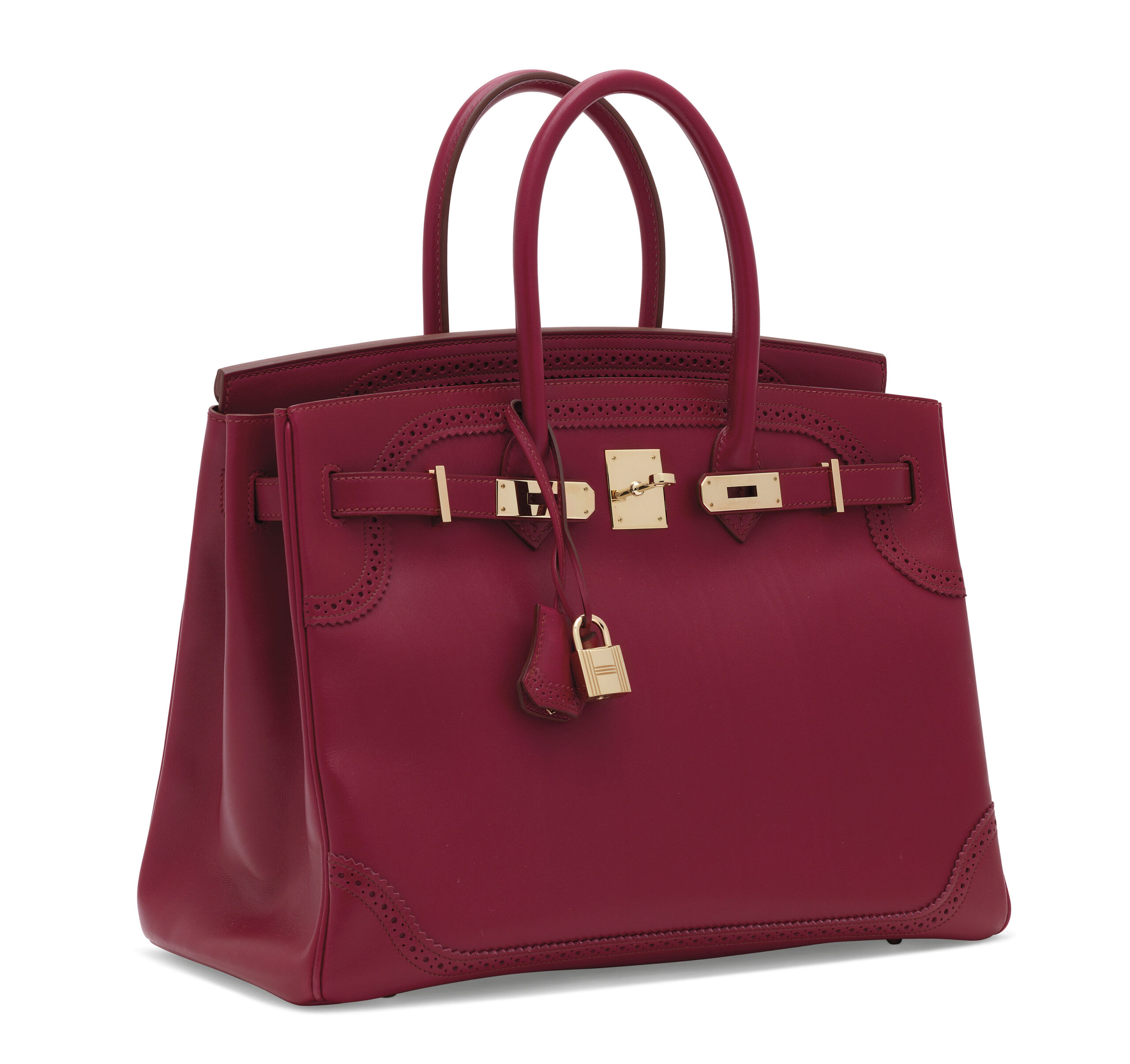 A LIMITED EDITION RUBIS TADELAKT LEATHER GHILLIES BIRKIN 35 WITH PERMABRASS HARDWARE 3 A LIMITED EDITION RUBIS TADELAKT LEATHER GHILLIES BIRKIN 35 WITH PERMABRASS HARDWARE - Image 3