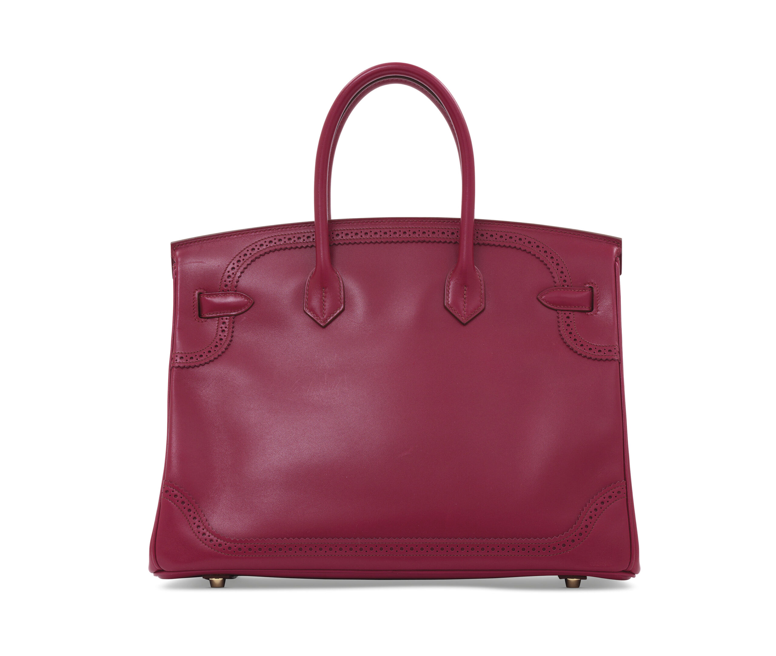 A LIMITED EDITION RUBIS TADELAKT LEATHER GHILLIES BIRKIN 35 WITH PERMABRASS HARDWARE 4 A LIMITED EDITION RUBIS TADELAKT LEATHER GHILLIES BIRKIN 35 WITH PERMABRASS HARDWARE - Image 4