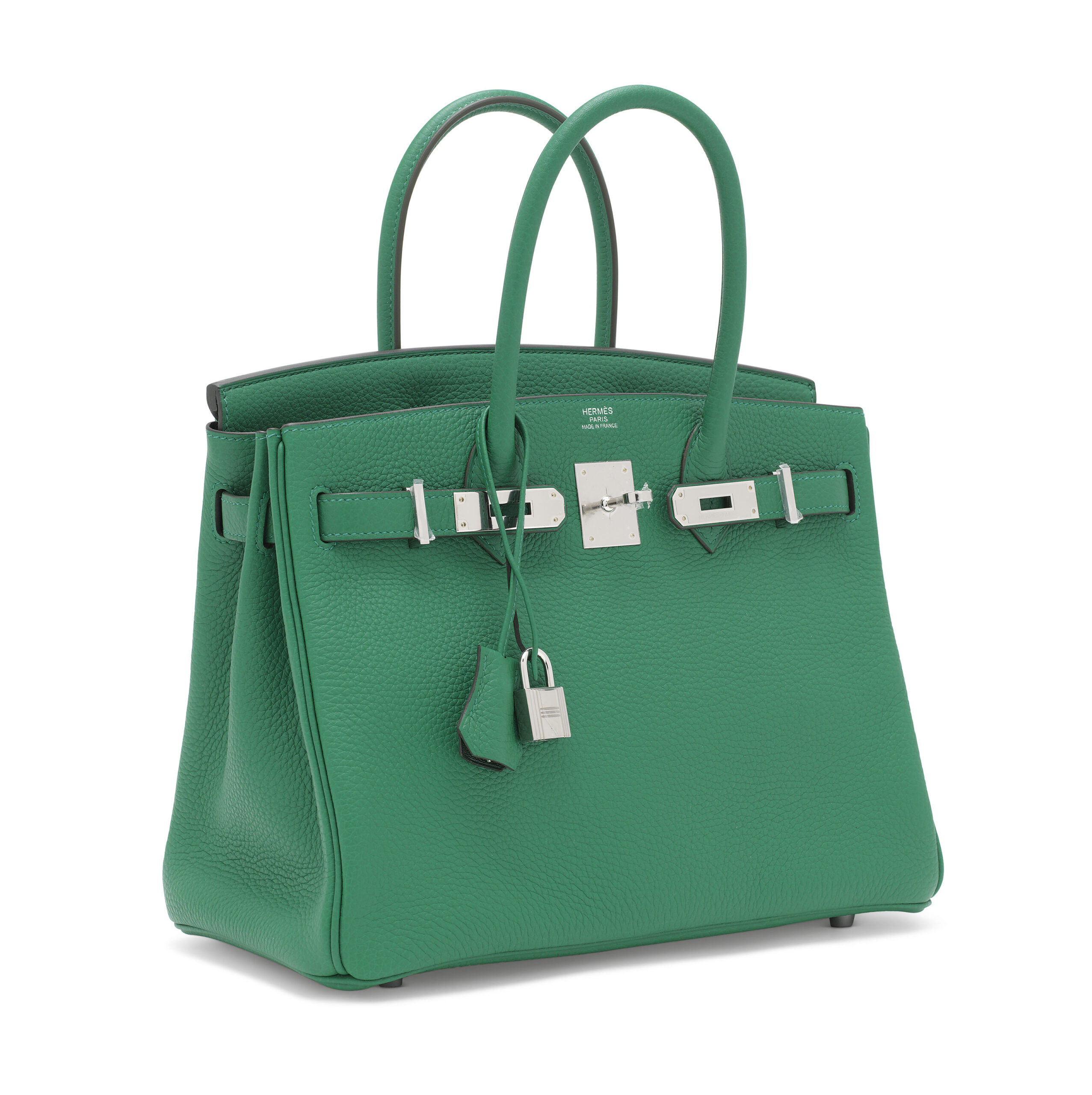 A LIMITED EDITION VERT VERTIGO & VERT FONCÉ CLÉMENCE LEATHER VERSO BIRKIN 30 WITH PALLADIUM HARDWARE 3 A LIMITED EDITION VERT VERTIGO & VERT FONCÉ CLÉMENCE LEATHER VERSO BIRKIN 30 WITH PALLADIUM HARDWARE - Image 3