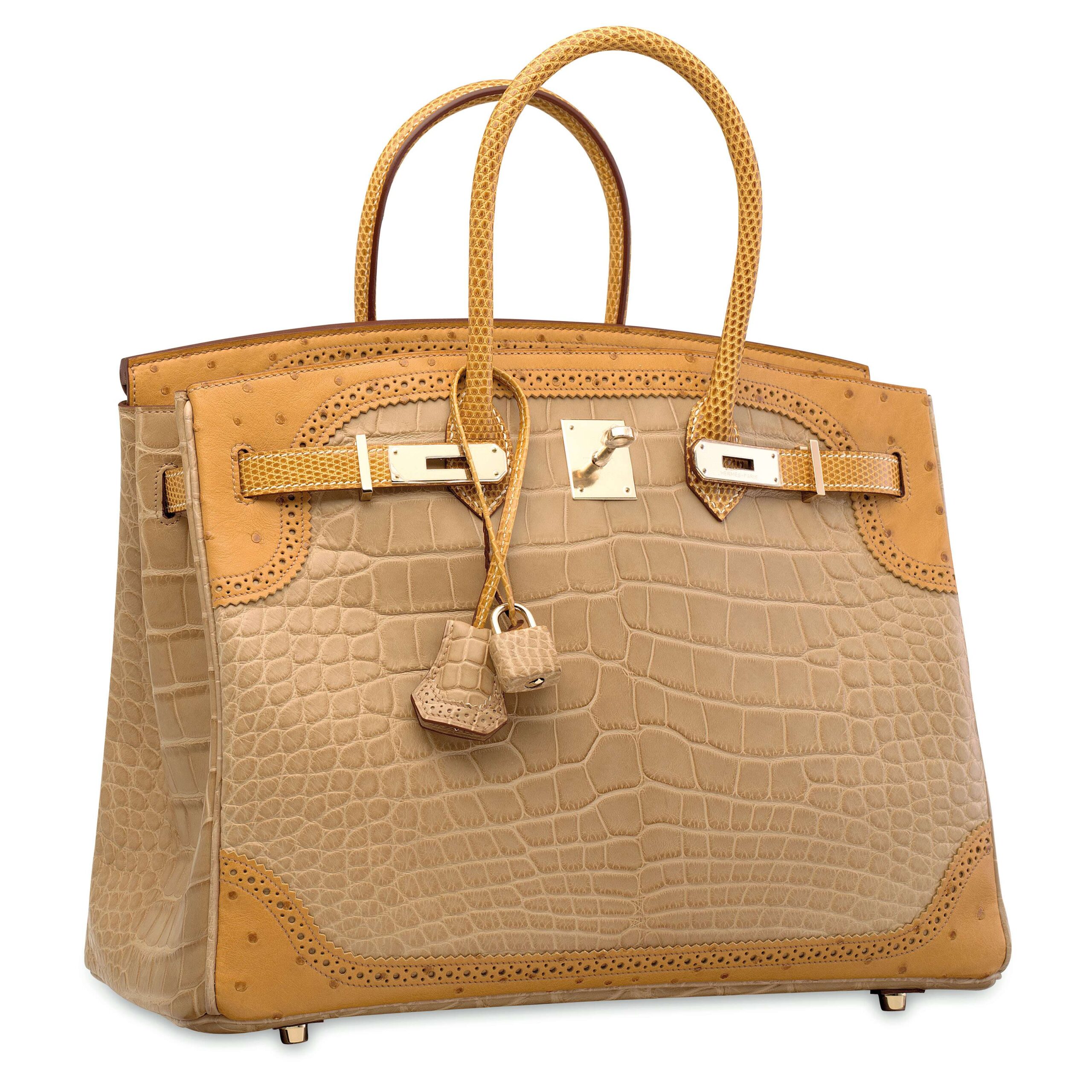 A LIMITED EDITION MATTE POUSSIÈRE ALLIGATOR, TABAC CAMEL OSTRICH & SÉSAME LIZARD GRAND MARIAGE BIRKIN 35 WITH PERMABRASS HARDWARE 3 A LIMITED EDITION MATTE POUSSIÈRE ALLIGATOR, TABAC CAMEL OSTRICH & SÉSAME LIZARD GRAND MARIAGE BIRKIN 35 WITH PERMABRASS HARDWARE - Image 3