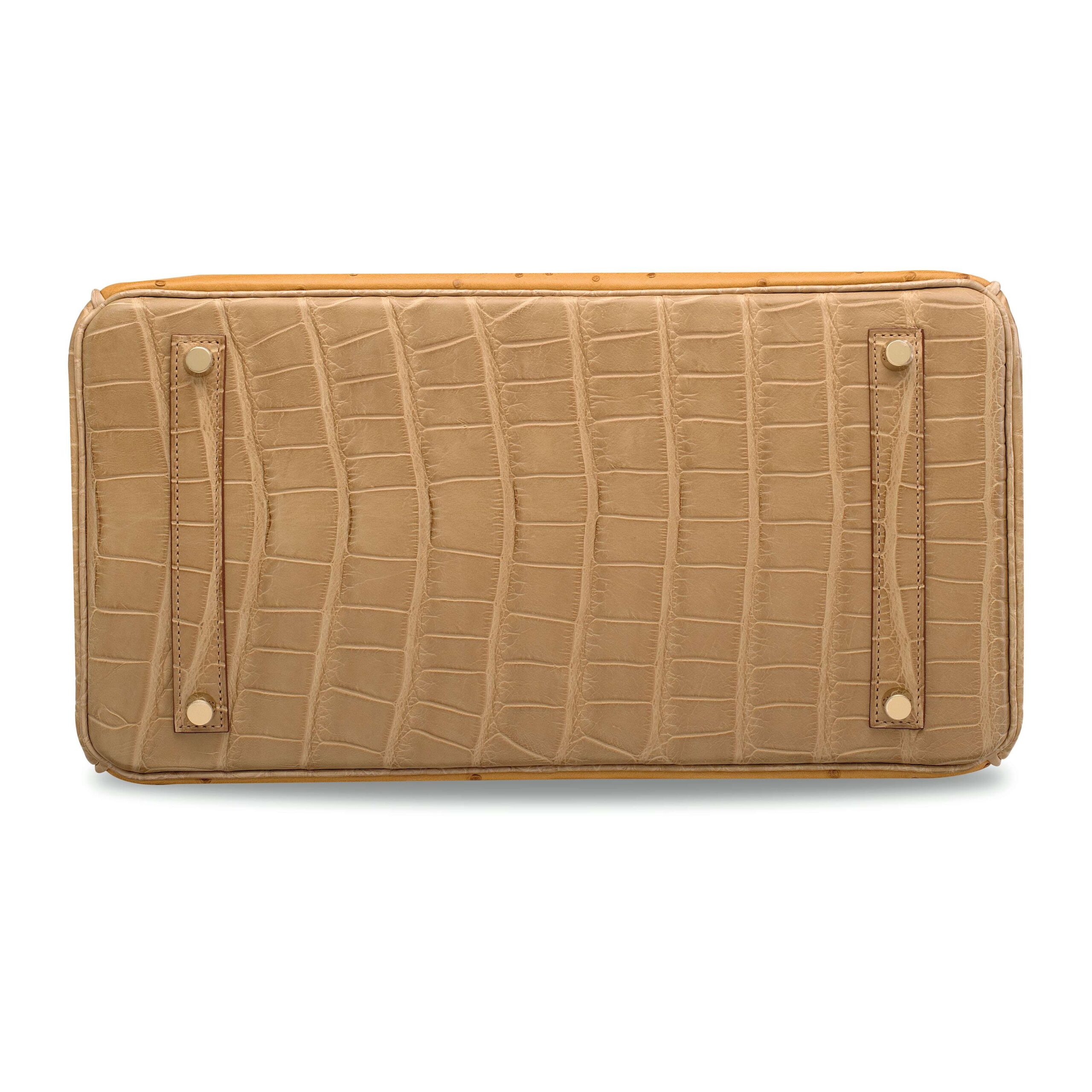 A LIMITED EDITION MATTE POUSSIÈRE ALLIGATOR, TABAC CAMEL OSTRICH & SÉSAME LIZARD GRAND MARIAGE BIRKIN 35 WITH PERMABRASS HARDWARE 5 A LIMITED EDITION MATTE POUSSIÈRE ALLIGATOR, TABAC CAMEL OSTRICH & SÉSAME LIZARD GRAND MARIAGE BIRKIN 35 WITH PERMABRASS HARDWARE - Image 5