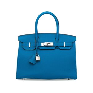 A LIMITED EDITION BLEU ZANZIBAR & MALACHITE TOGO LEATHER VERSO BIRKIN 30 WITH PALLADIUM HARDWARE