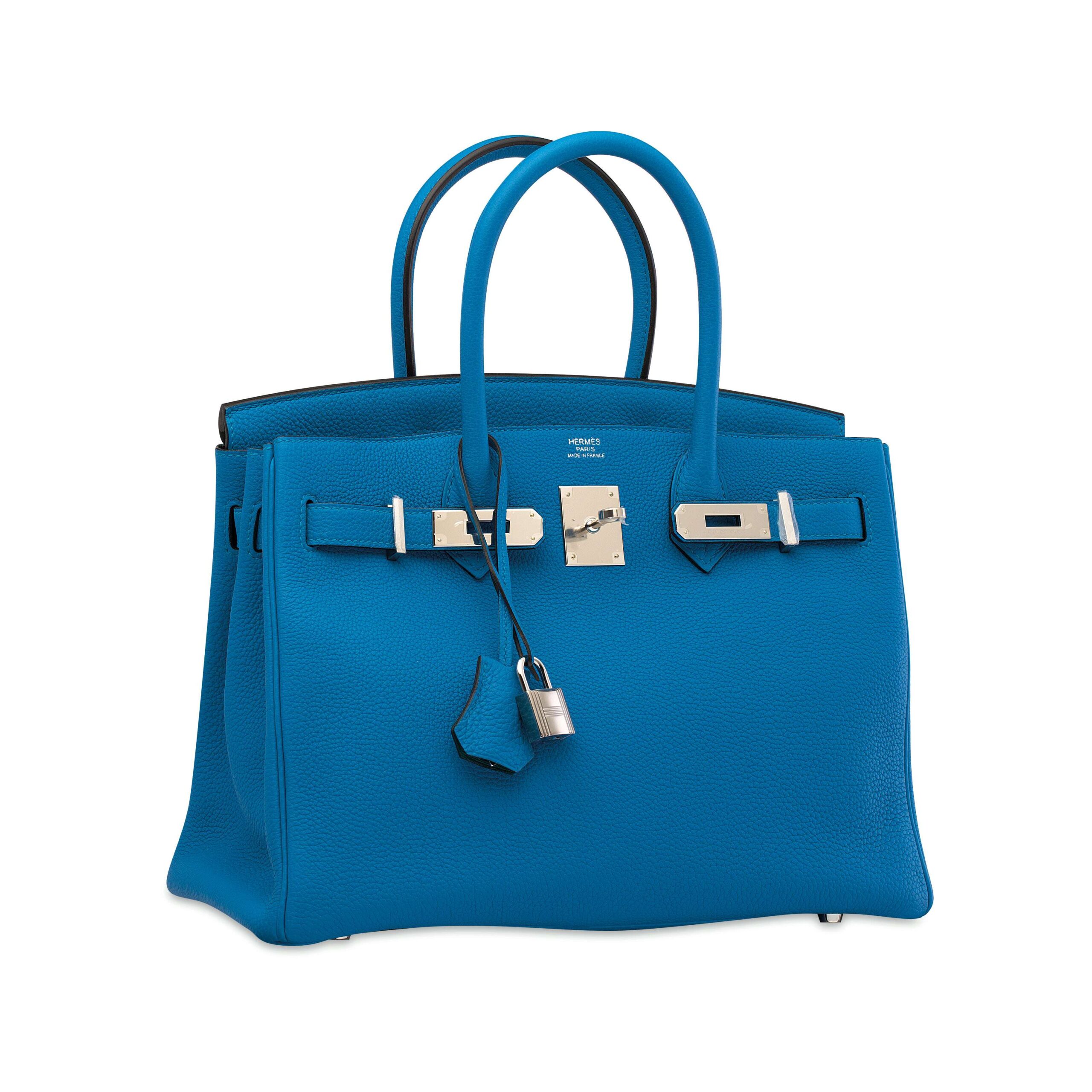 A LIMITED EDITION BLEU ZANZIBAR & MALACHITE TOGO LEATHER VERSO BIRKIN 30 WITH PALLADIUM HARDWARE - Image 3