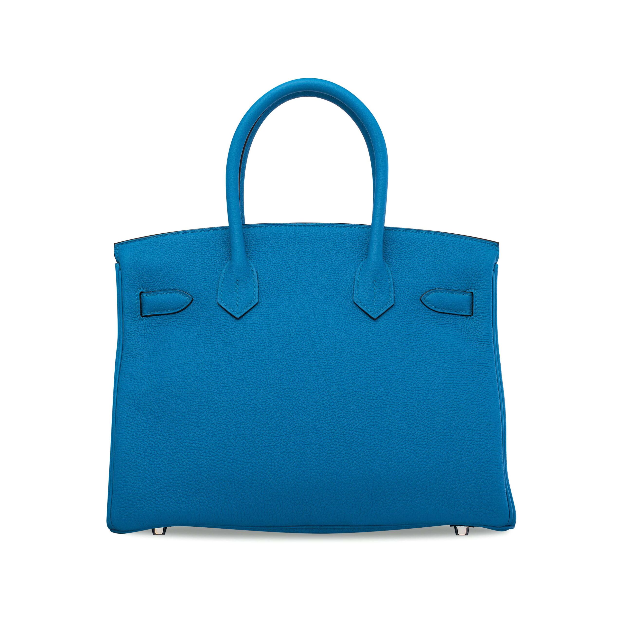 A LIMITED EDITION BLEU ZANZIBAR & MALACHITE TOGO LEATHER VERSO BIRKIN 30 WITH PALLADIUM HARDWARE - Image 4