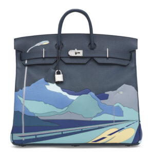 A LIMITED EDITION BLEU DE PRUSSE TOGO, SWIFT & CLÉMENCE LEATHER "ENDLESS ROAD" HAC BIRKIN 50 WITH PALLADIUM HARDWARE