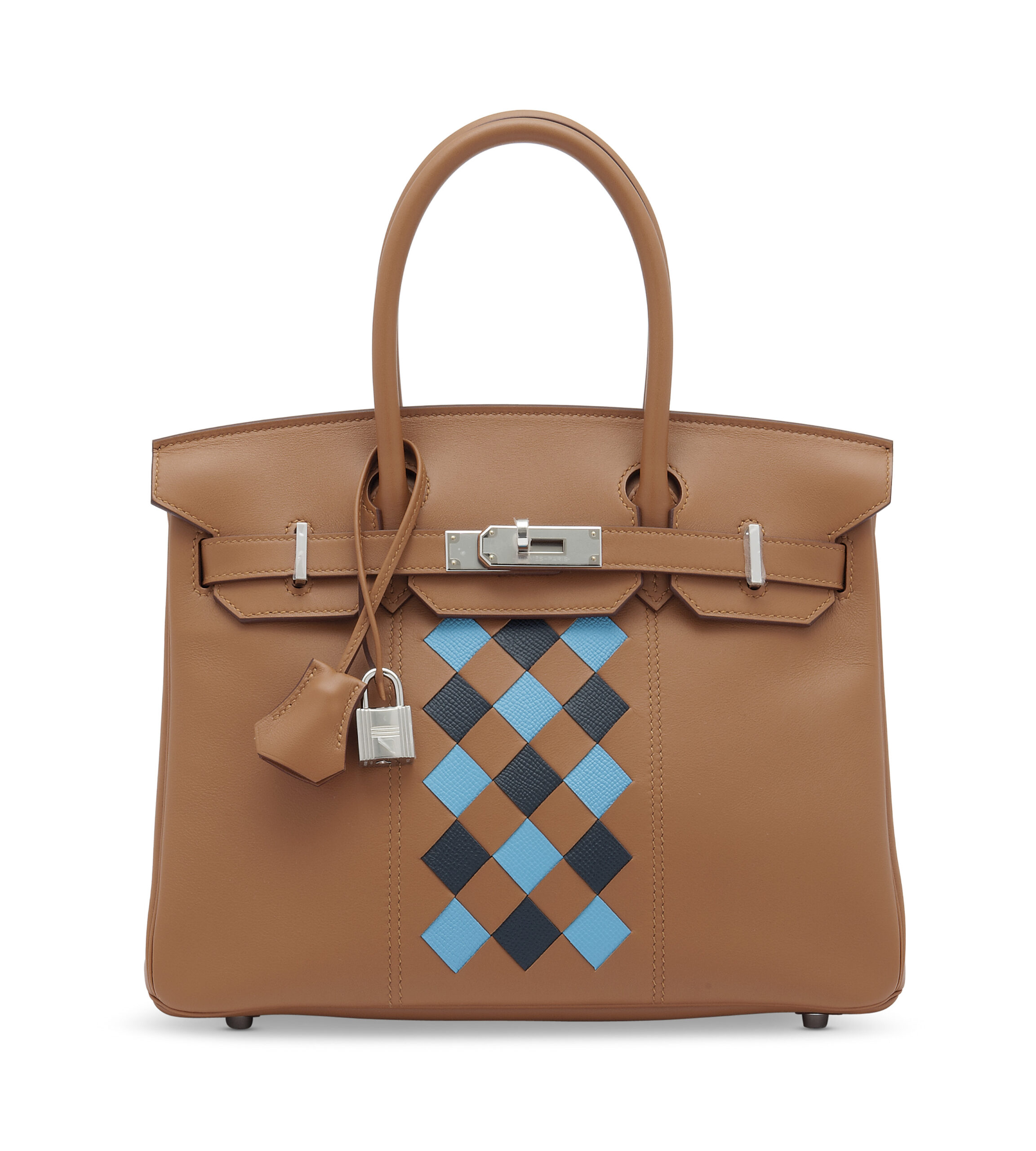 A LIMITED EDITION GOLD SWIFT & EPSOM LEATHER TRESSAGE BIRKIN 30 WITH PALLADIUM HARDWARE 5 A LIMITED EDITION GOLD SWIFT & EPSOM LEATHER TRESSAGE BIRKIN 30 WITH PALLADIUM HARDWARE - Image 5