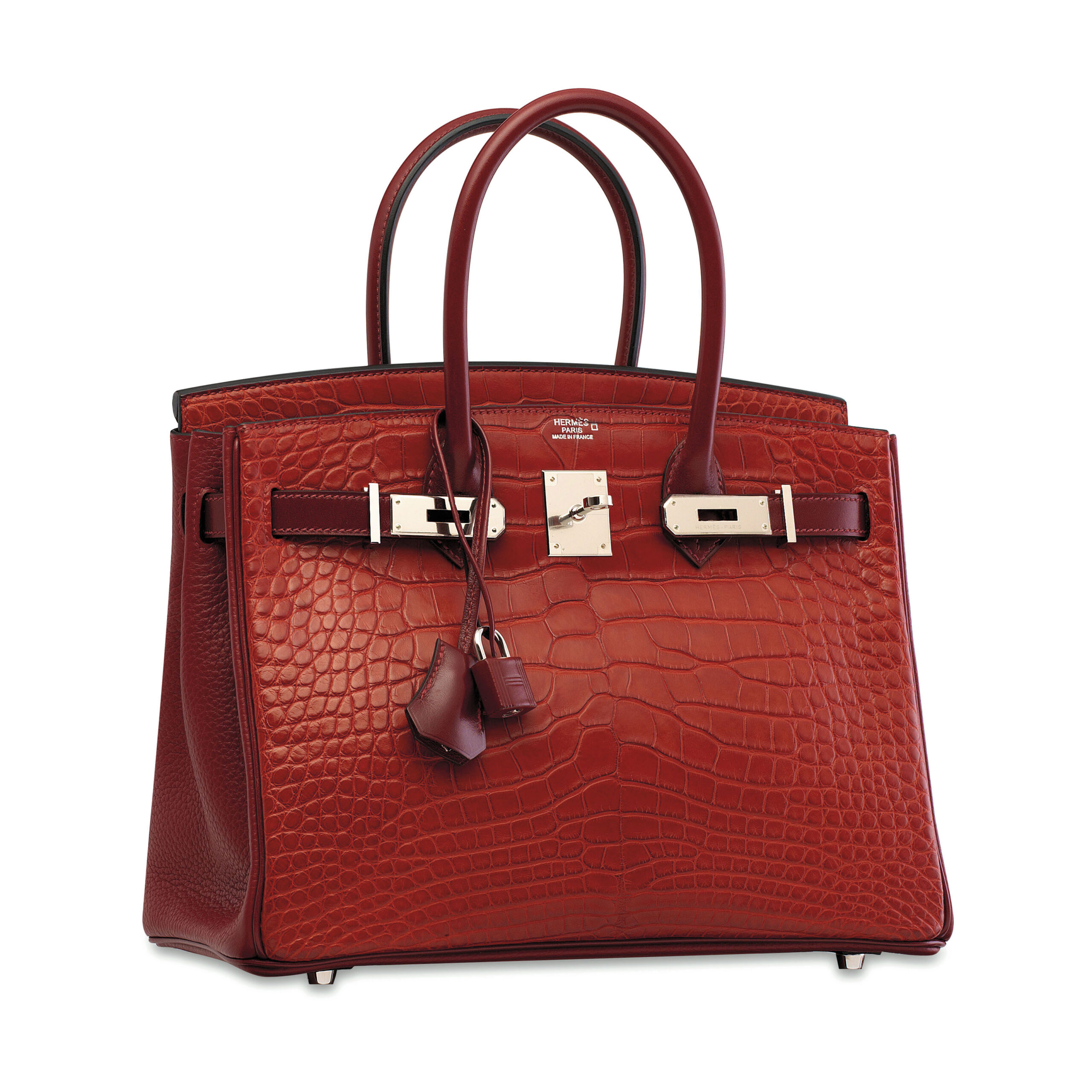A LIMITED EDITION MATTE ROUGE H ALLIGATOR, CALF BOX & CLÉMENCE LEATHER BIRKIN 30 WITH PALLADIUM HARDWARE - Image 3