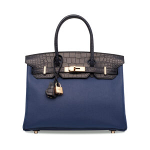 A LIMITED EDITION MATTE BLEU MARINE ALLIGATOR & BLEU SAPHIR NOVILLO LEATHER TOUCH BIRKIN 30 WITH ROSE GOLD HARDWARE