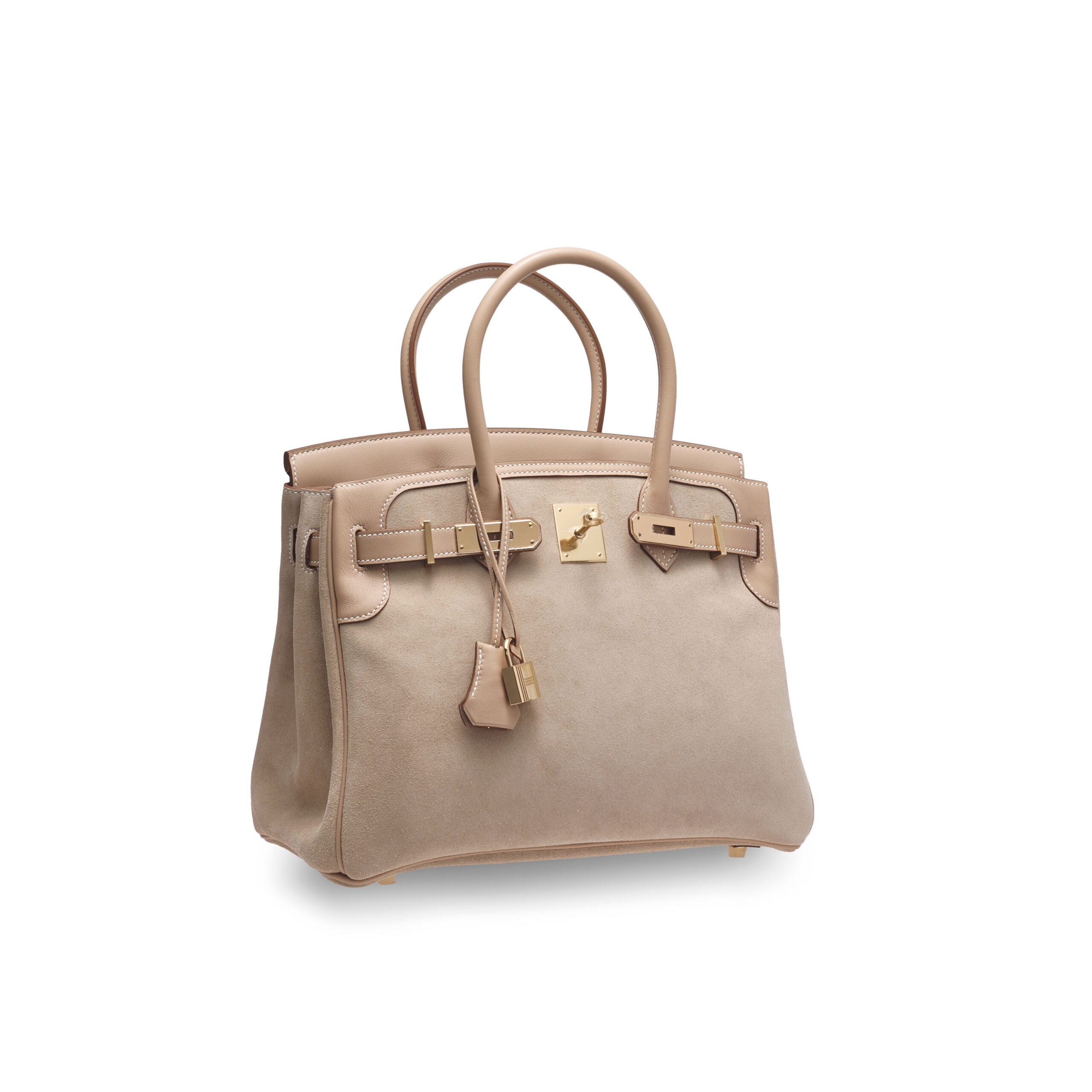 A LIMITED EDITION BEIGE SWIFT LEATHER & VEAU DOBLIS GRIZZLY BIRKIN 30 WITH PERMABRASS HARDWARE - Image 4