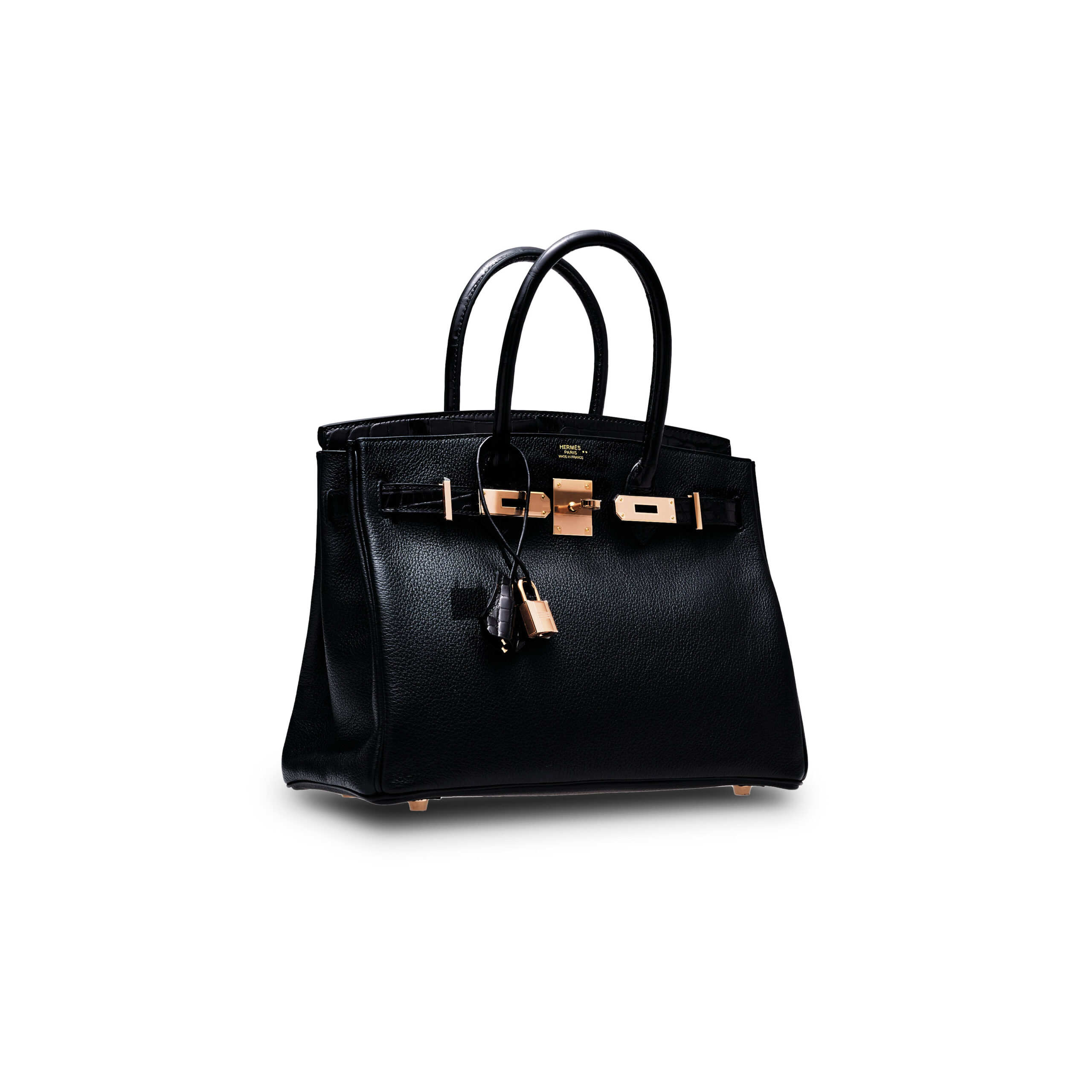 A LIMITED EDITION SHINY BLACK NILOTICUS CROCODILE & NOVILLO LEATHER TOUCH BIRKIN 30 WITH ROSE GOLD HARDWARE 5 A LIMITED EDITION SHINY BLACK NILOTICUS CROCODILE & NOVILLO LEATHER TOUCH BIRKIN 30 WITH ROSE GOLD HARDWARE - Image 5