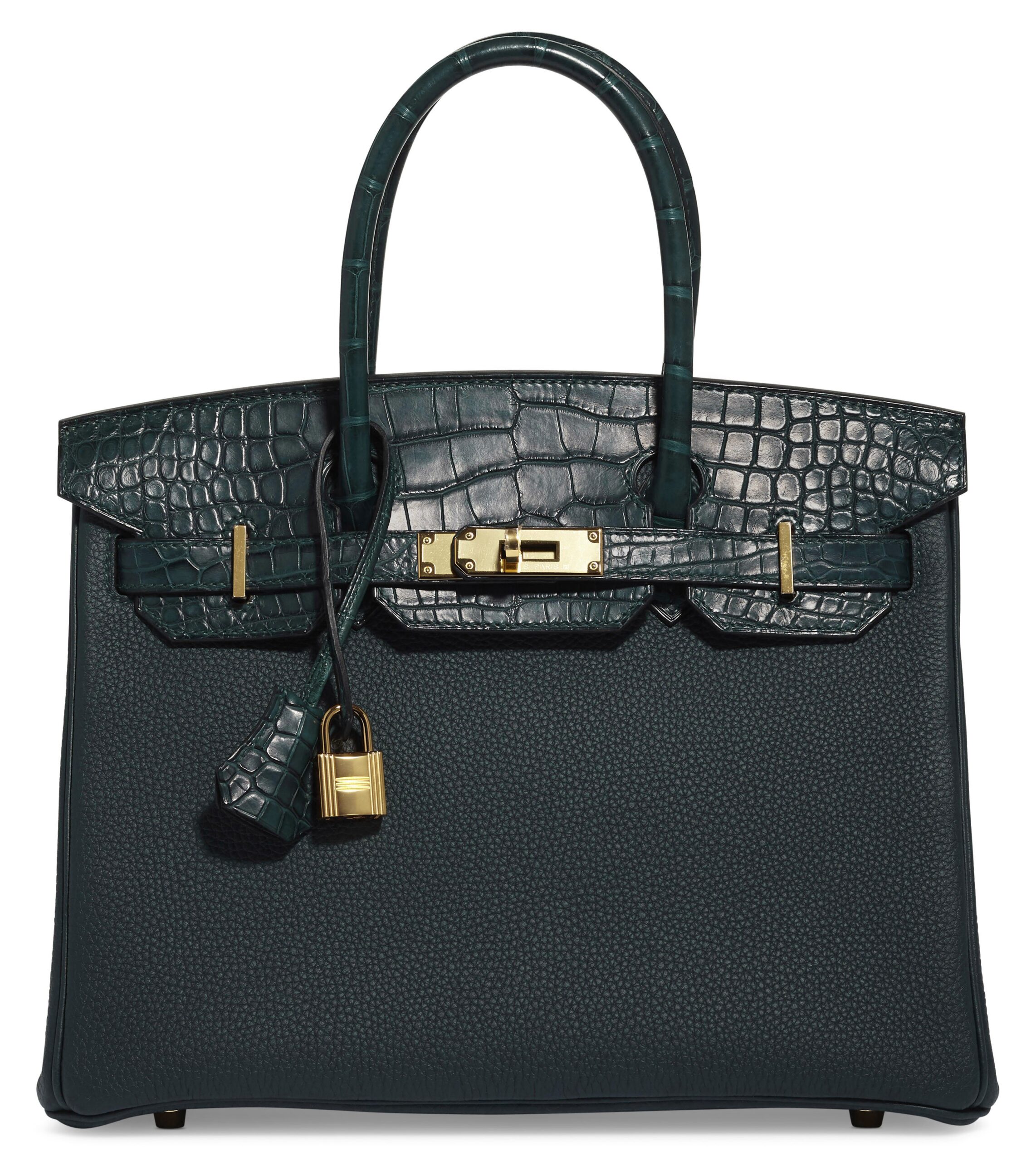 A LIMITED EDITION MATTE VERT CYPRÈS ALLIGATOR & TOGO LEATHER TOUCH BIRKIN 30 WITH GOLD HARDWARE