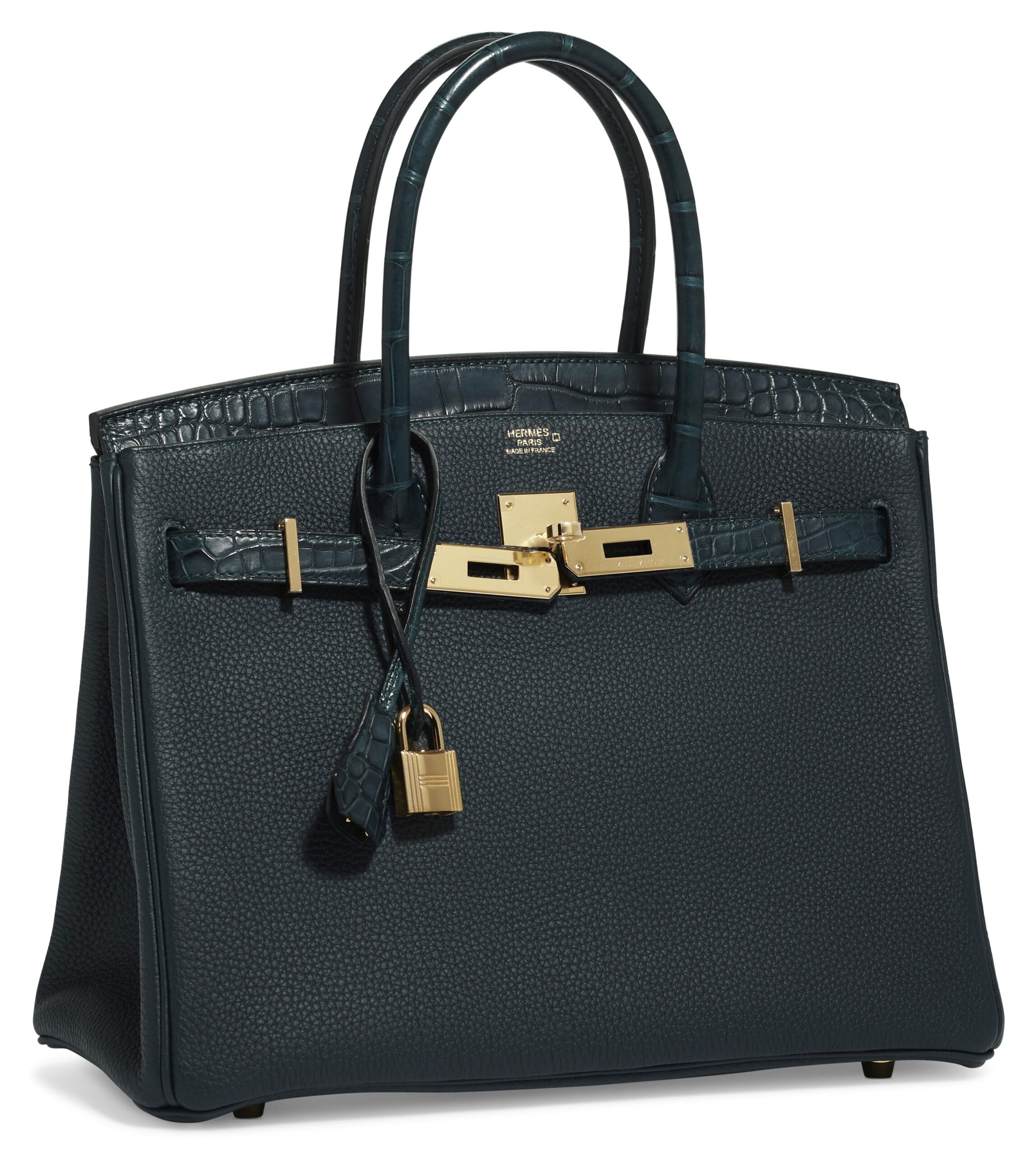 A LIMITED EDITION MATTE VERT CYPRÈS ALLIGATOR & TOGO LEATHER TOUCH BIRKIN 30 WITH GOLD HARDWARE - Image 5