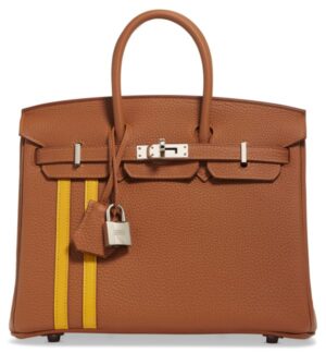 A LIMITED EDITION GOLD TOGO & AMBRE SWIFT LEATHER OFFICIER BIRKIN 25 WITH PALLADIUM HARDWARE