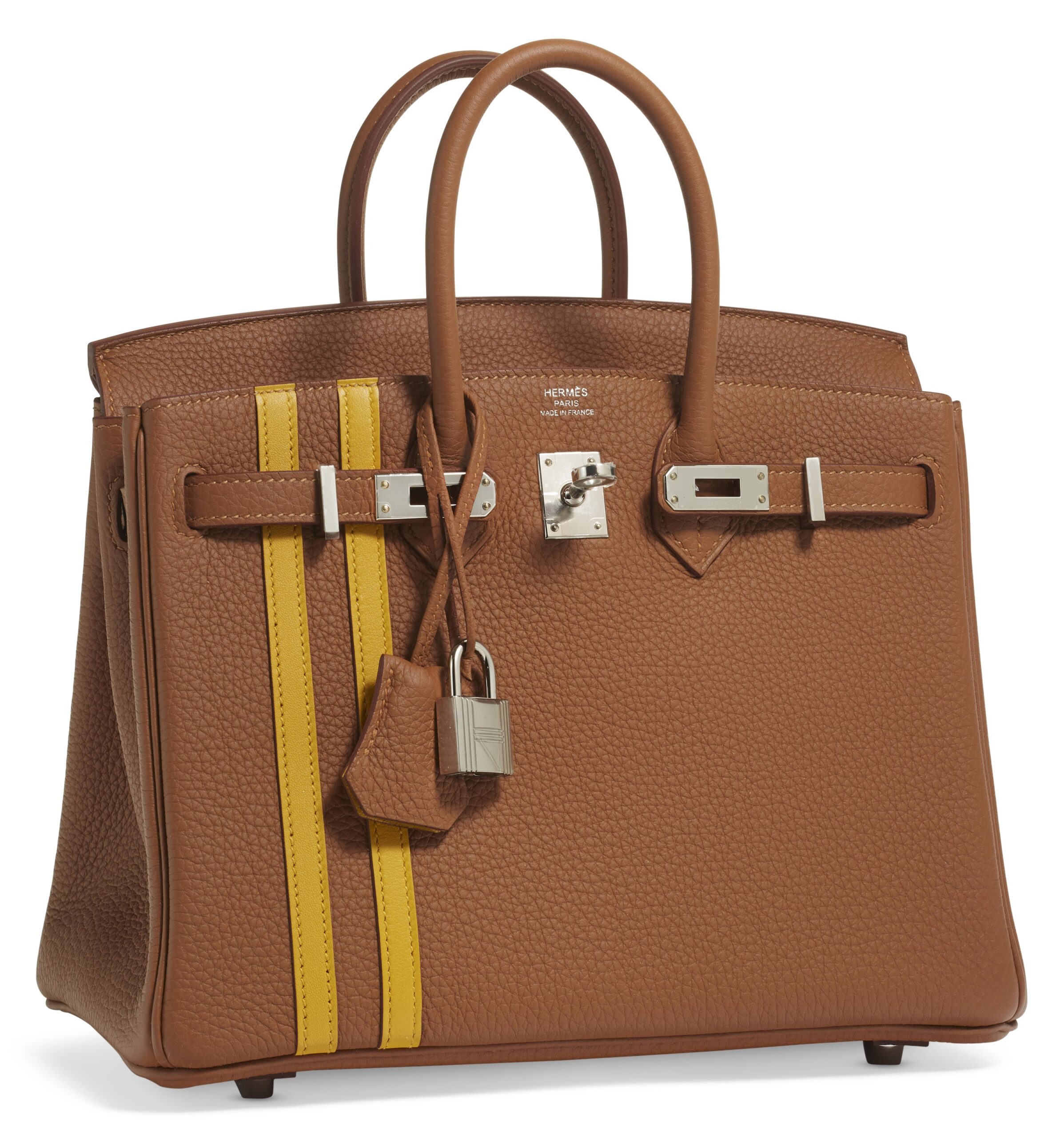 A LIMITED EDITION GOLD TOGO & AMBRE SWIFT LEATHER OFFICIER BIRKIN 25 WITH PALLADIUM HARDWARE 3 A LIMITED EDITION GOLD TOGO & AMBRE SWIFT LEATHER OFFICIER BIRKIN 25 WITH PALLADIUM HARDWARE - Image 3