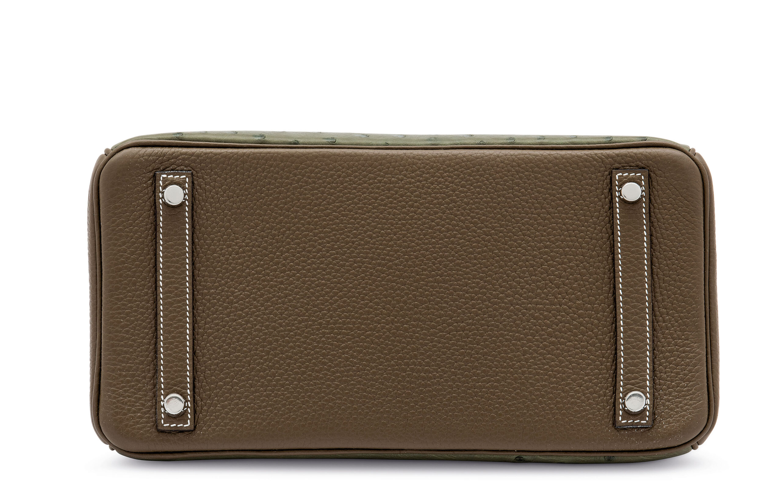 A LIMITED EDITION VERT OLIVE OSTRICH, BAMBOU SWIFT & ÉTOUPE CLÉMENCE LEATHER BIRKIN 30 WITH PALLADIUM HARDWARE 4 A LIMITED EDITION VERT OLIVE OSTRICH, BAMBOU SWIFT & ÉTOUPE CLÉMENCE LEATHER BIRKIN 30 WITH PALLADIUM HARDWARE - Image 4