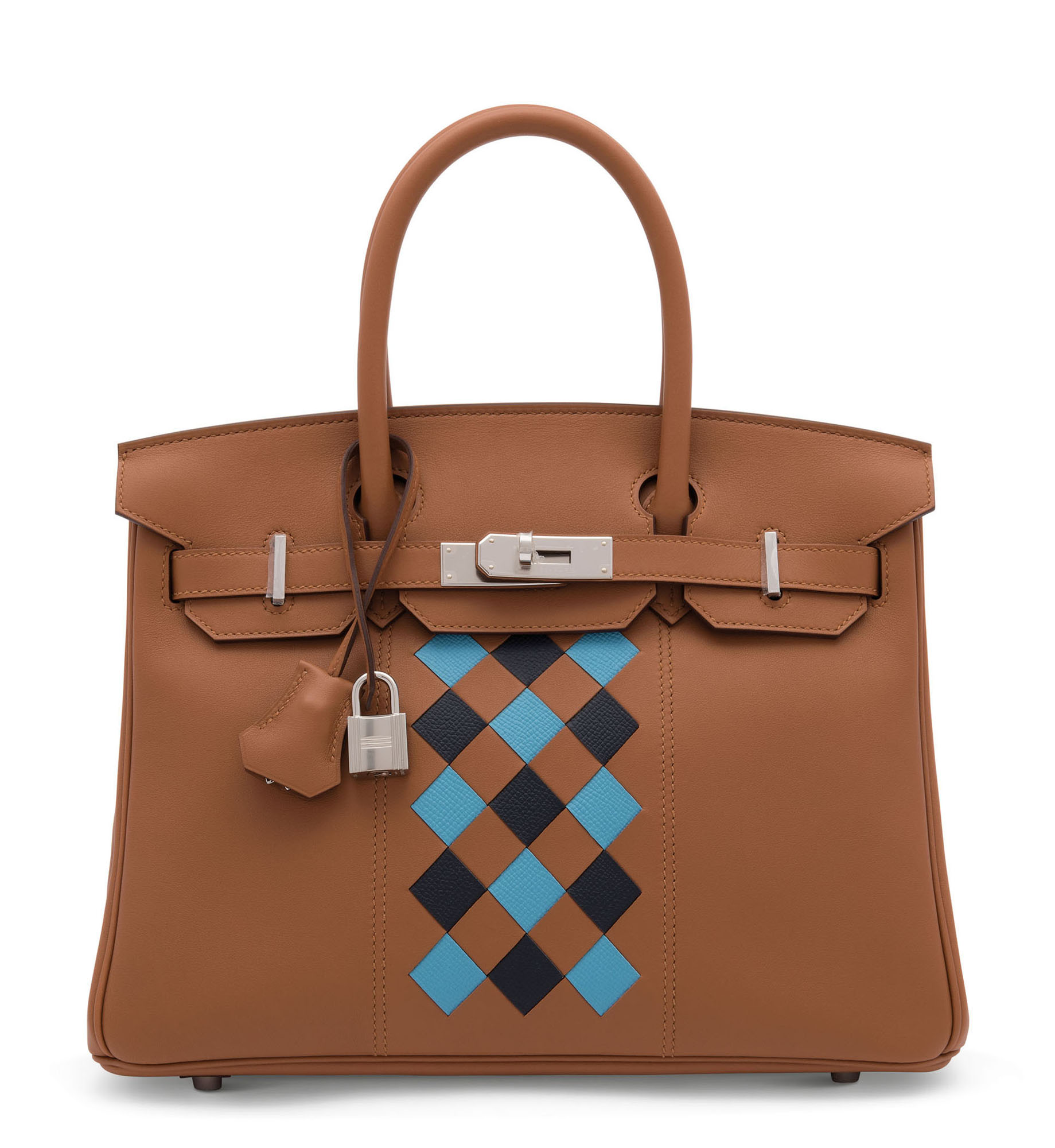 A LIMITED EDITION GOLD SWIFT, BLEU DU NORD & BLEU INDIGO EPSOM LEATHER TRESSAGE BIRKIN 30 WITH PALLADIUM HARDWARE 2 A LIMITED EDITION GOLD SWIFT, BLEU DU NORD & BLEU INDIGO EPSOM LEATHER TRESSAGE BIRKIN 30 WITH PALLADIUM HARDWARE - Image 2