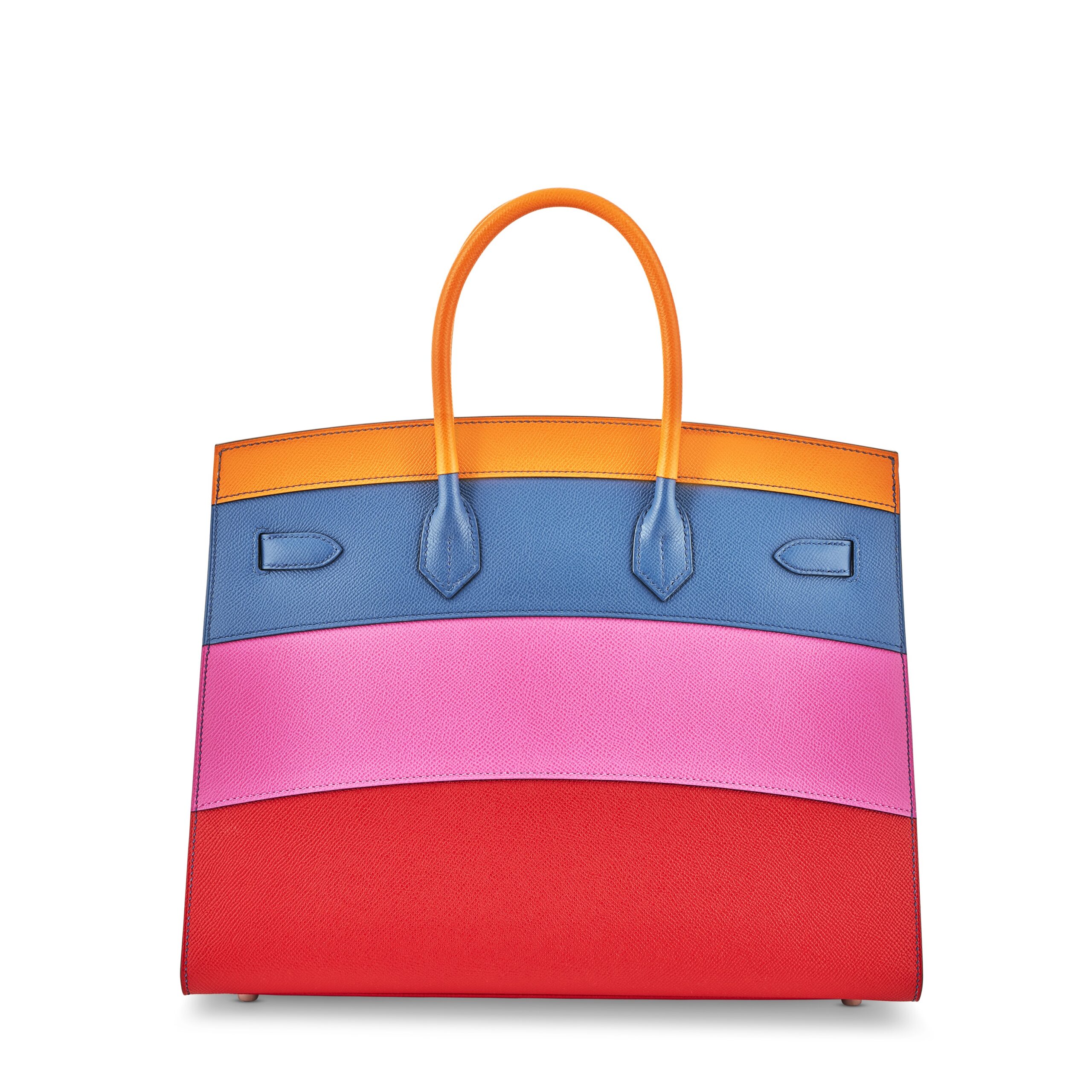 A LIMITED EDITION ABRICOT, BLEU AGATE, MAGNOLIA & ROUGE CASAQUE EPSOM LEATHER SUNSET RAINBOW SELLIER BIRKIN 35 WITH PALLADIUM HARDWARE 3 A LIMITED EDITION ABRICOT, BLEU AGATE, MAGNOLIA & ROUGE CASAQUE EPSOM LEATHER SUNSET RAINBOW SELLIER BIRKIN 35 WITH PALLADIUM HARDWARE - Image 3