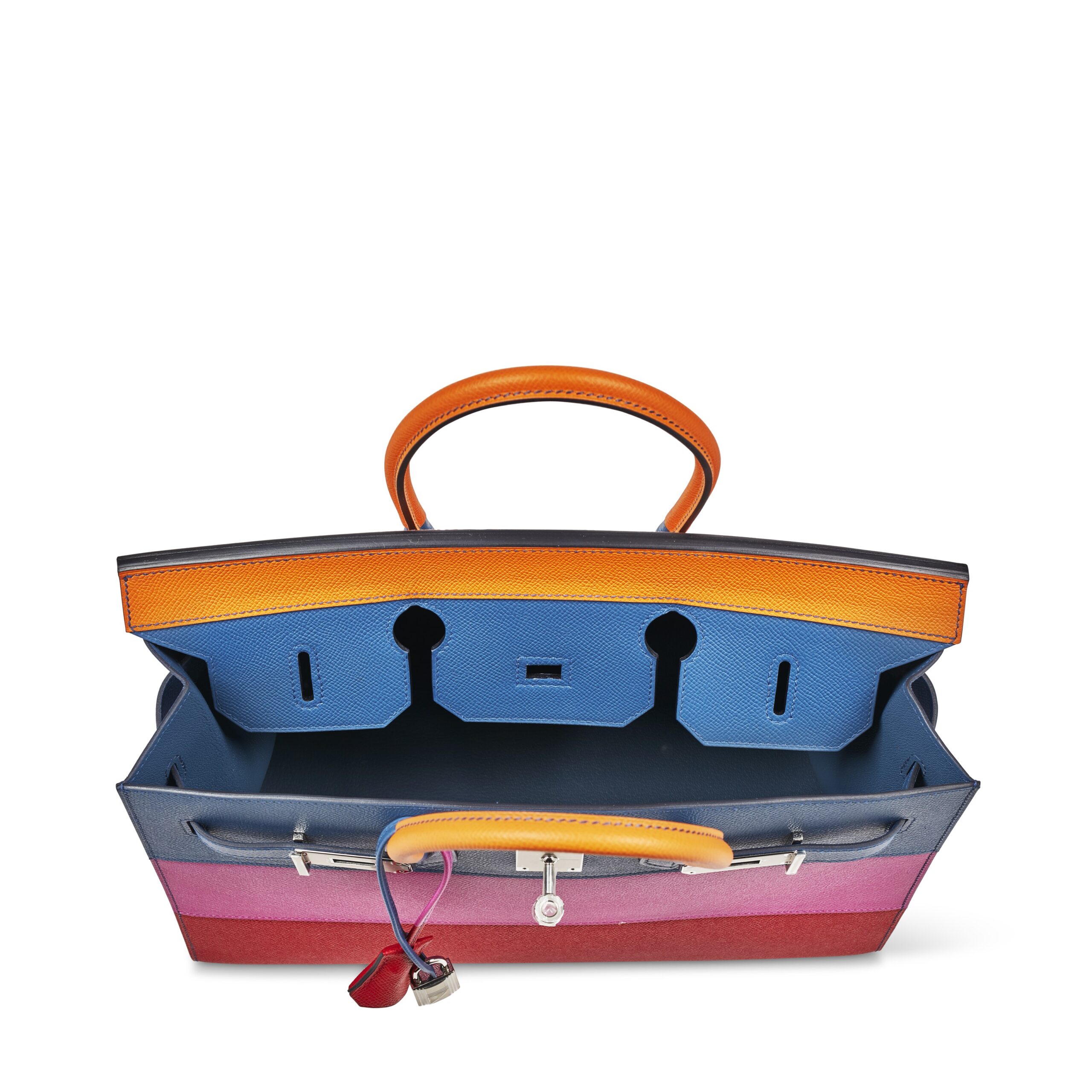 A LIMITED EDITION ABRICOT, BLEU AGATE, MAGNOLIA & ROUGE CASAQUE EPSOM LEATHER SUNSET RAINBOW SELLIER BIRKIN 35 WITH PALLADIUM HARDWARE 4 A LIMITED EDITION ABRICOT, BLEU AGATE, MAGNOLIA & ROUGE CASAQUE EPSOM LEATHER SUNSET RAINBOW SELLIER BIRKIN 35 WITH PALLADIUM HARDWARE - Image 4