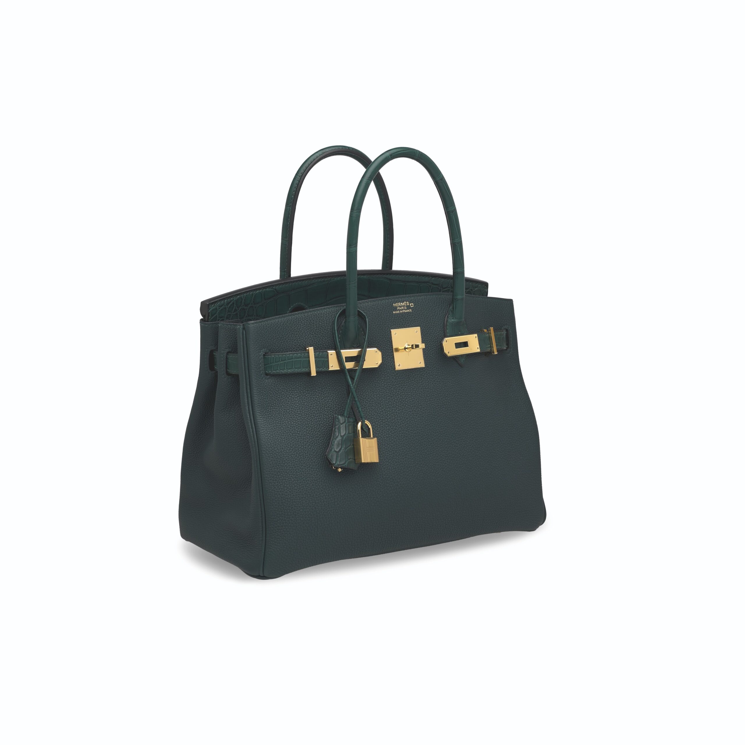 A LIMITED EDITION MATTE VERT CYPRÈS ALLIGATOR & TOGO LEATHER TOUCH BIRKIN 30 WITH GOLD HARDWARE - Image 3