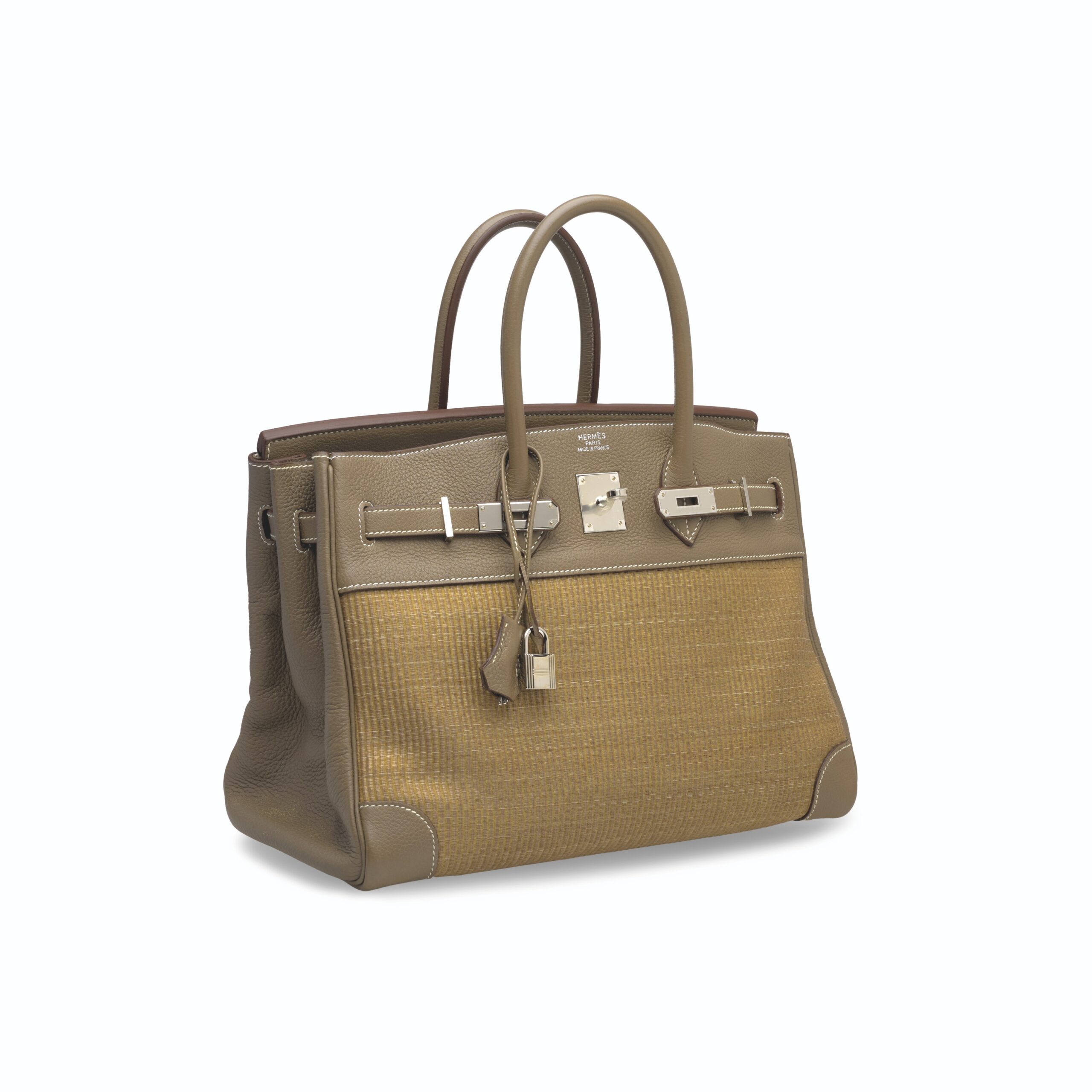 A LIMITED EDITION ÉTOUPE CLÉMENCE LEATHER & CRINOLINE BIRKIN 35 WITH PALLADIUM HARDWARE 6 A LIMITED EDITION ÉTOUPE CLÉMENCE LEATHER & CRINOLINE BIRKIN 35 WITH PALLADIUM HARDWARE - Image 6