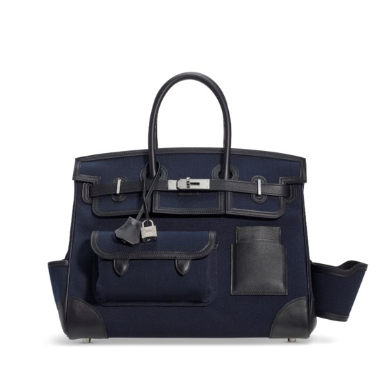 A LIMITED EDITION BLEU MARINE CANVAS & SWIFT LEATHER CARGO BIRKIN 35 WITH PALLADIUM HARDWARE 1 A LIMITED EDITION BLEU MARINE CANVAS & SWIFT LEATHER CARGO BIRKIN 35 WITH PALLADIUM HARDWARE