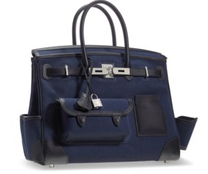 A LIMITED EDITION BLEU MARINE CANVAS & SWIFT LEATHER CARGO BIRKIN 35 WITH PALLADIUM HARDWARE 2 A LIMITED EDITION BLEU MARINE CANVAS & SWIFT LEATHER CARGO BIRKIN 35 WITH PALLADIUM HARDWARE - Image 2