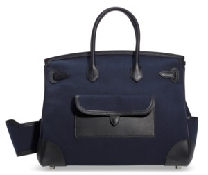 A LIMITED EDITION BLEU MARINE CANVAS & SWIFT LEATHER CARGO BIRKIN 35 WITH PALLADIUM HARDWARE 4 A LIMITED EDITION BLEU MARINE CANVAS & SWIFT LEATHER CARGO BIRKIN 35 WITH PALLADIUM HARDWARE - Image 4