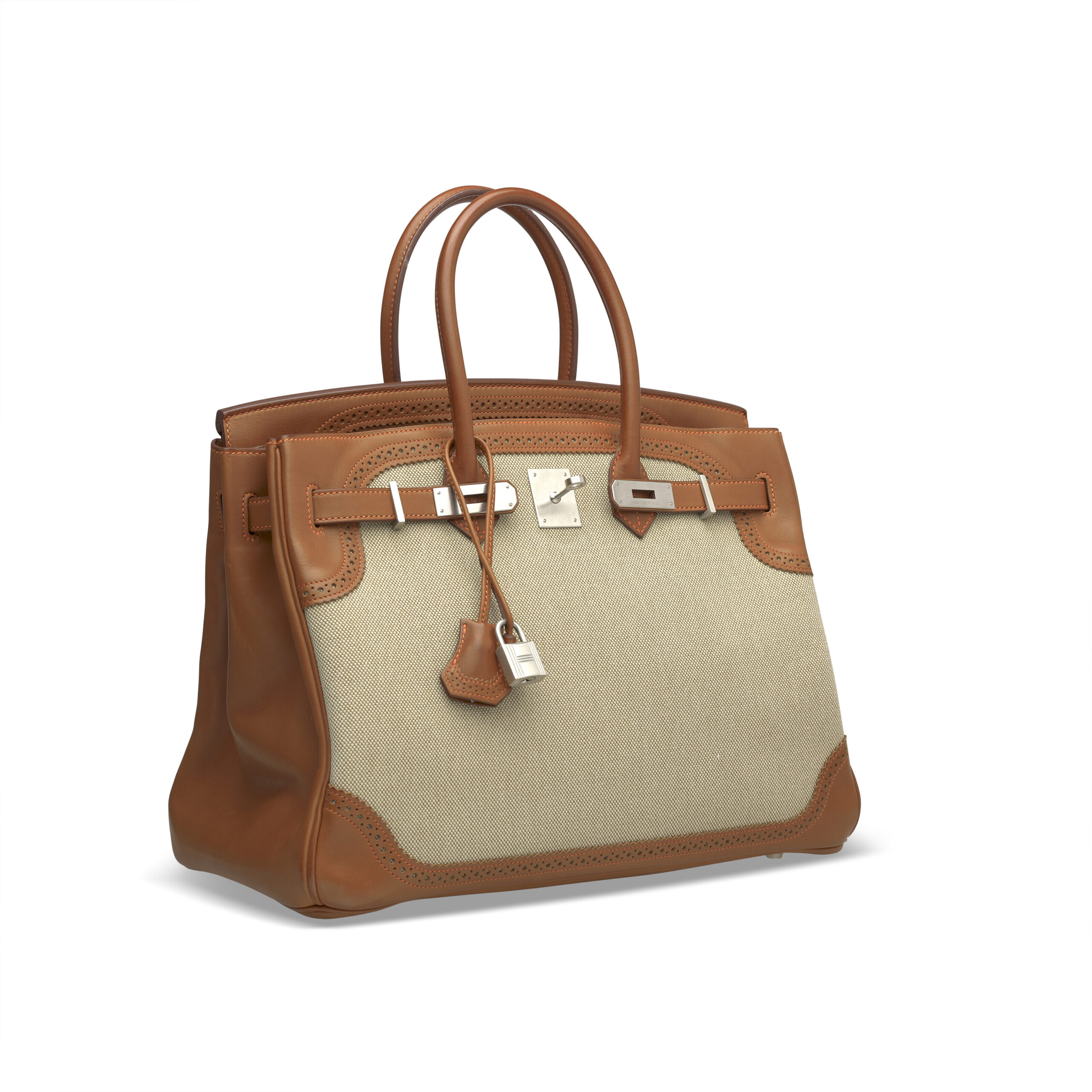 A LIMITED EDITION FAUVE BARÉNIA LEATHER & TOILE GHILLIES BIRKIN 35 WITH BRUSH PALLADIUM HARDWARE 2 A LIMITED EDITION FAUVE BARÉNIA LEATHER & TOILE GHILLIES BIRKIN 35 WITH BRUSH PALLADIUM HARDWARE - Image 2