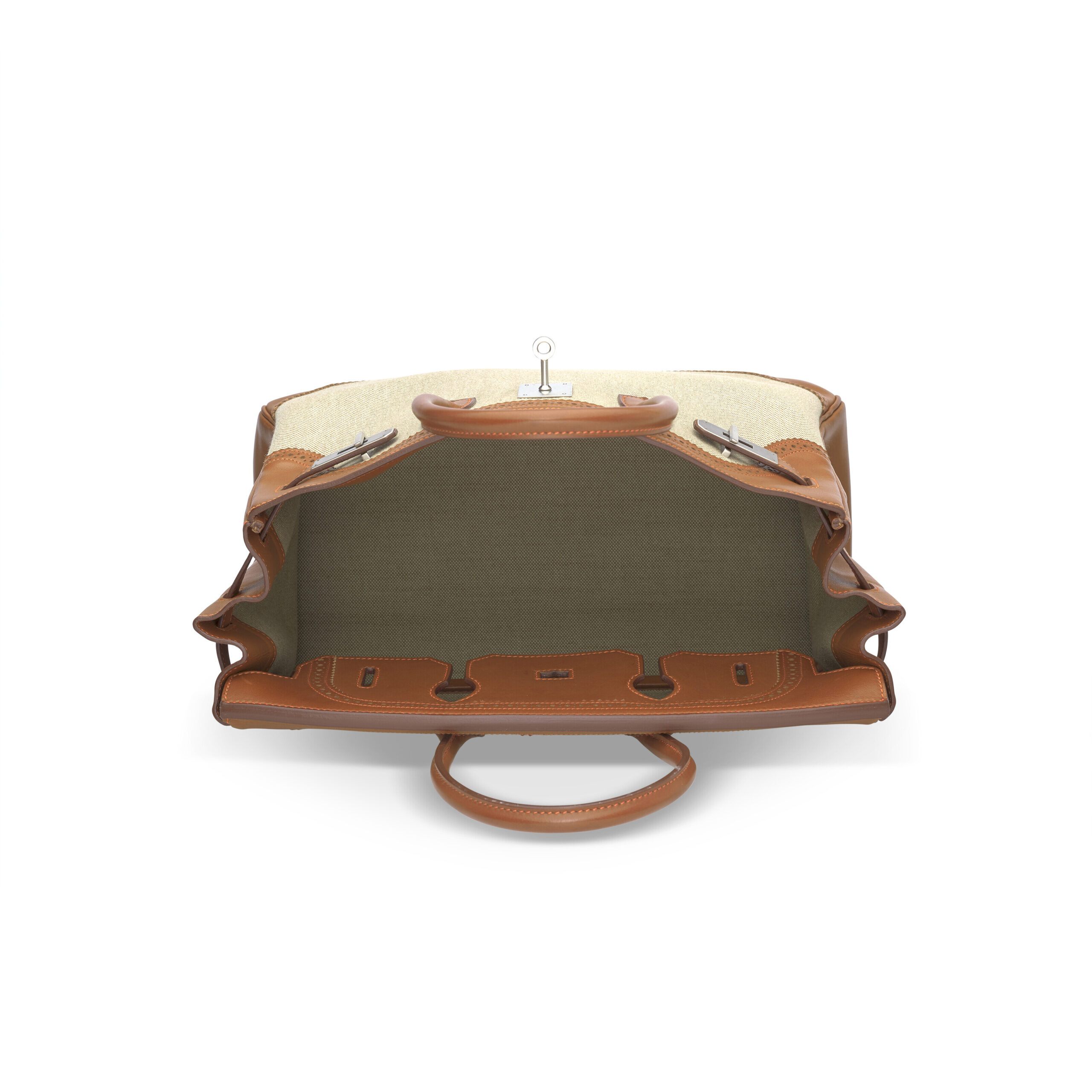 A LIMITED EDITION FAUVE BARÉNIA LEATHER & TOILE GHILLIES BIRKIN 35 WITH BRUSH PALLADIUM HARDWARE 5 A LIMITED EDITION FAUVE BARÉNIA LEATHER & TOILE GHILLIES BIRKIN 35 WITH BRUSH PALLADIUM HARDWARE - Image 5