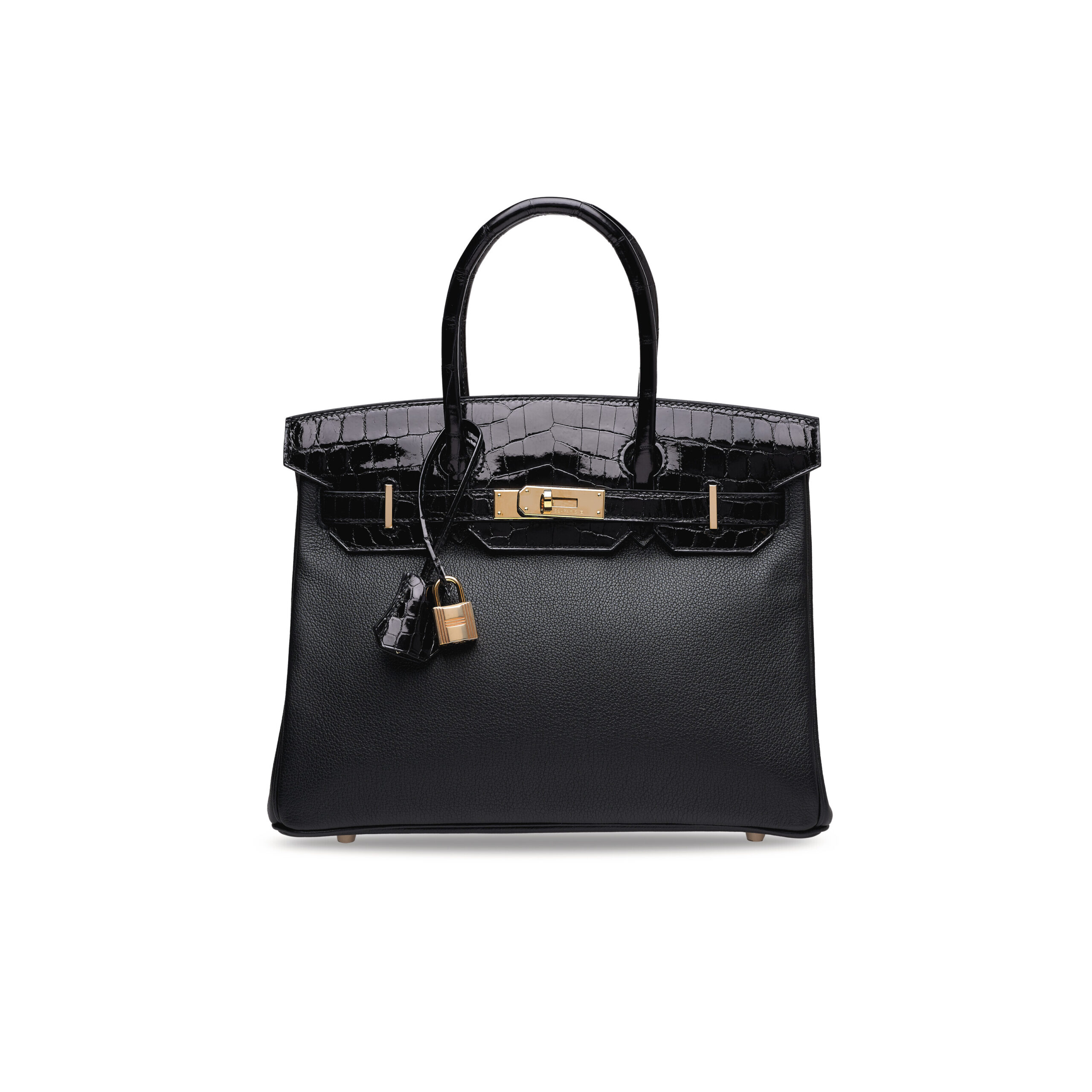 A LIMITED EDITION SHINY BLACK NILOTICUS CROCODILE & NOVILLO LEATHER TOUCH BIRKIN 30 WITH ROSE GOLD HARDWARE