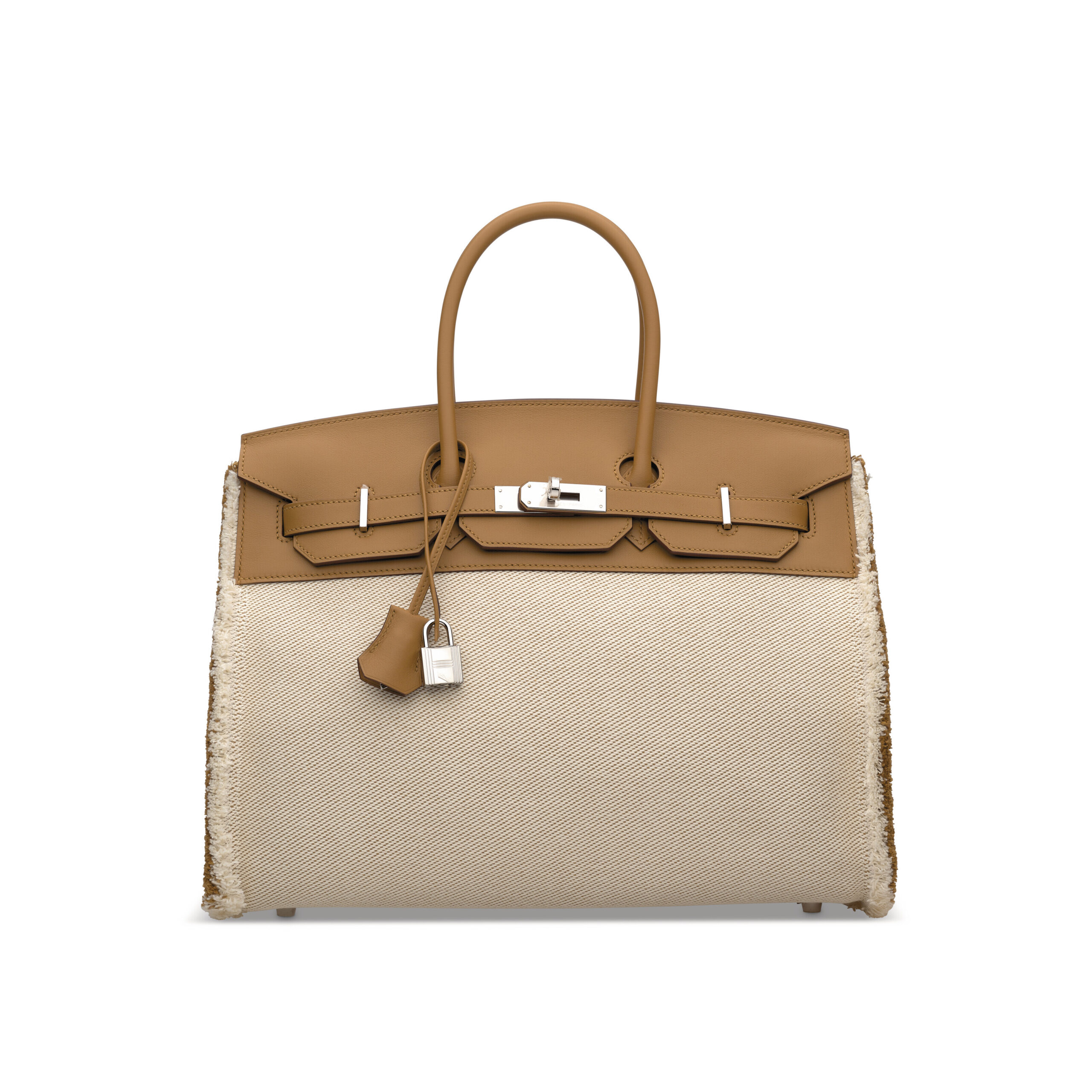 A LIMITED EDITION SESAME SWIFT LEATHER & TWILL H CANVAS FRAY FRAY BIRKIN 35 WITH PALLADIUM HARDWARE 5 A LIMITED EDITION SESAME SWIFT LEATHER & TWILL H CANVAS FRAY FRAY BIRKIN 35 WITH PALLADIUM HARDWARE - Image 5