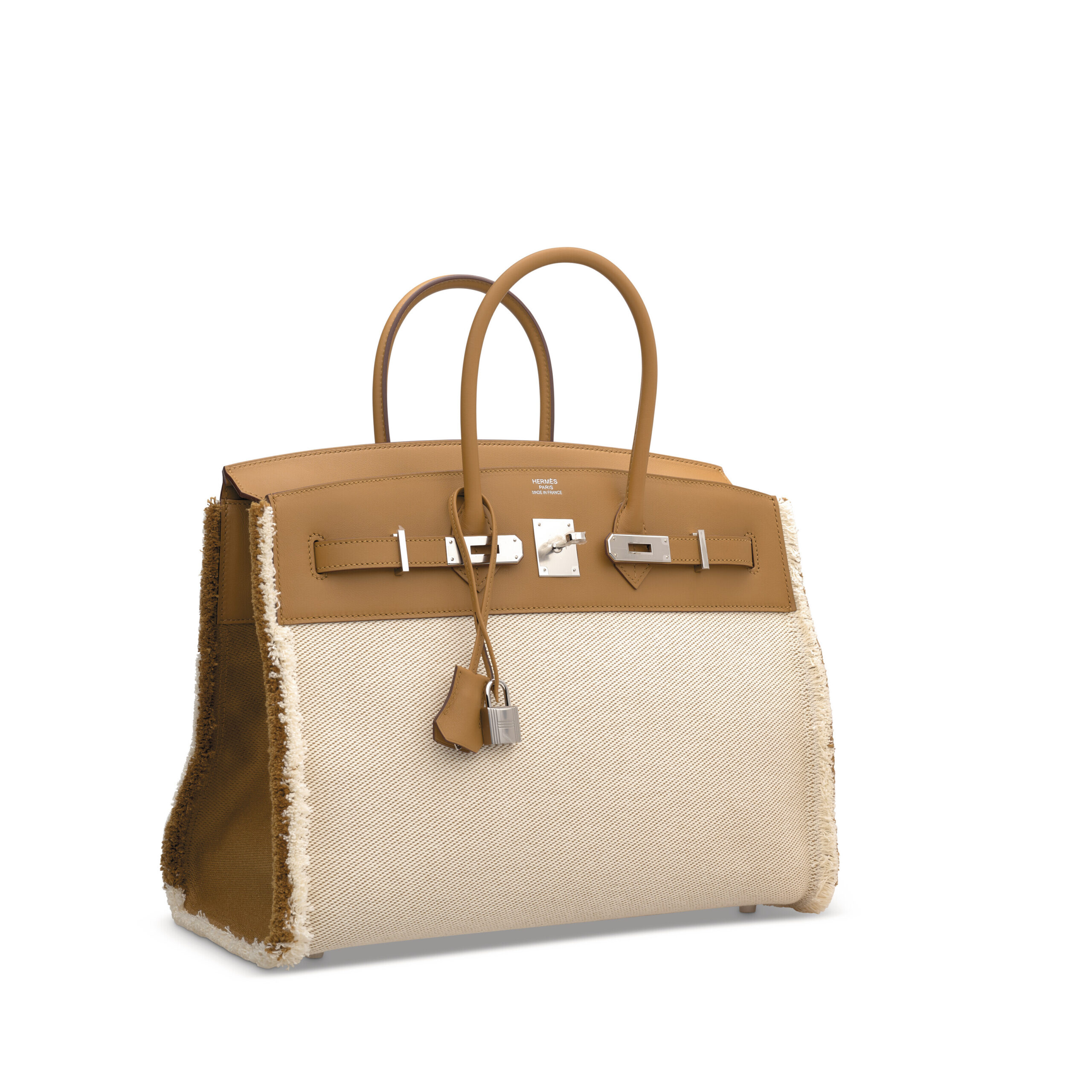 A LIMITED EDITION SESAME SWIFT LEATHER & TWILL H CANVAS FRAY FRAY BIRKIN 35 WITH PALLADIUM HARDWARE 2 A LIMITED EDITION SESAME SWIFT LEATHER & TWILL H CANVAS FRAY FRAY BIRKIN 35 WITH PALLADIUM HARDWARE - Image 2